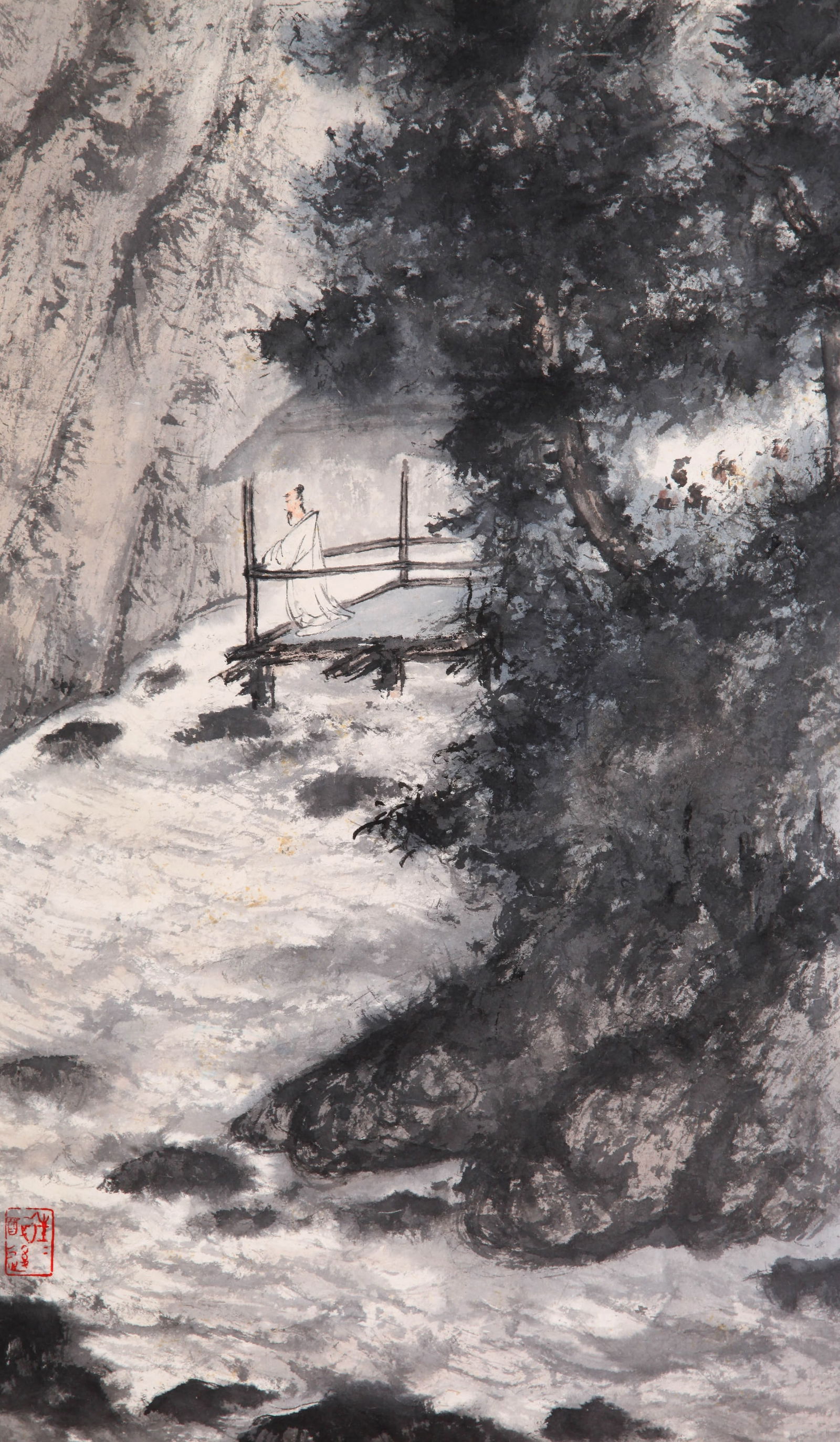 FU BAOSHI, ATTRIBUTED TO, LANDSCAPE, HANGING SCROLL - 14