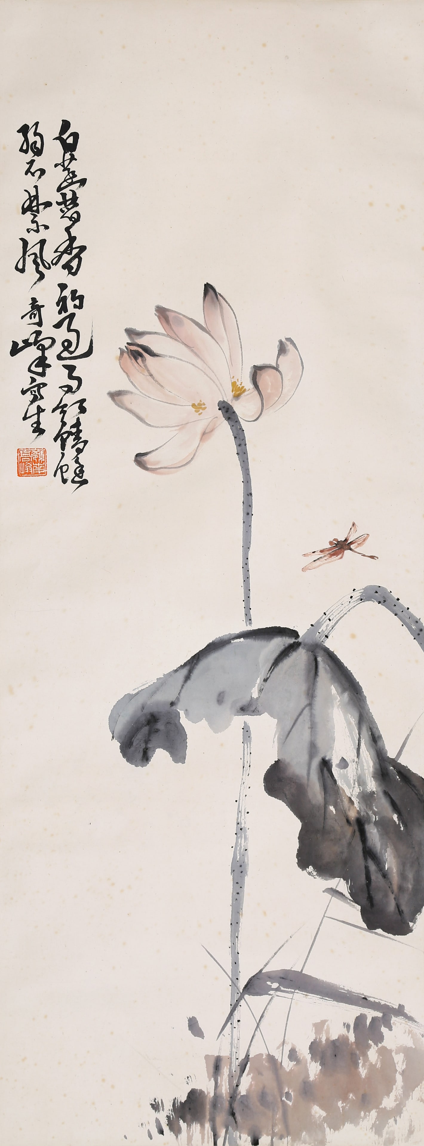 GAO QIFENG, ATTRIBUTED TO, LOTUS AND DRAGONFLY, MOUNTED FOR FRAMING (1 of 5)