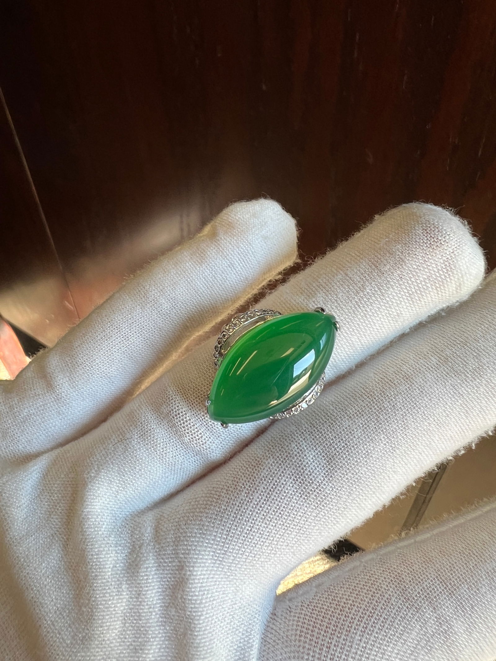 JADEITE AND DIAMOND RING - 2