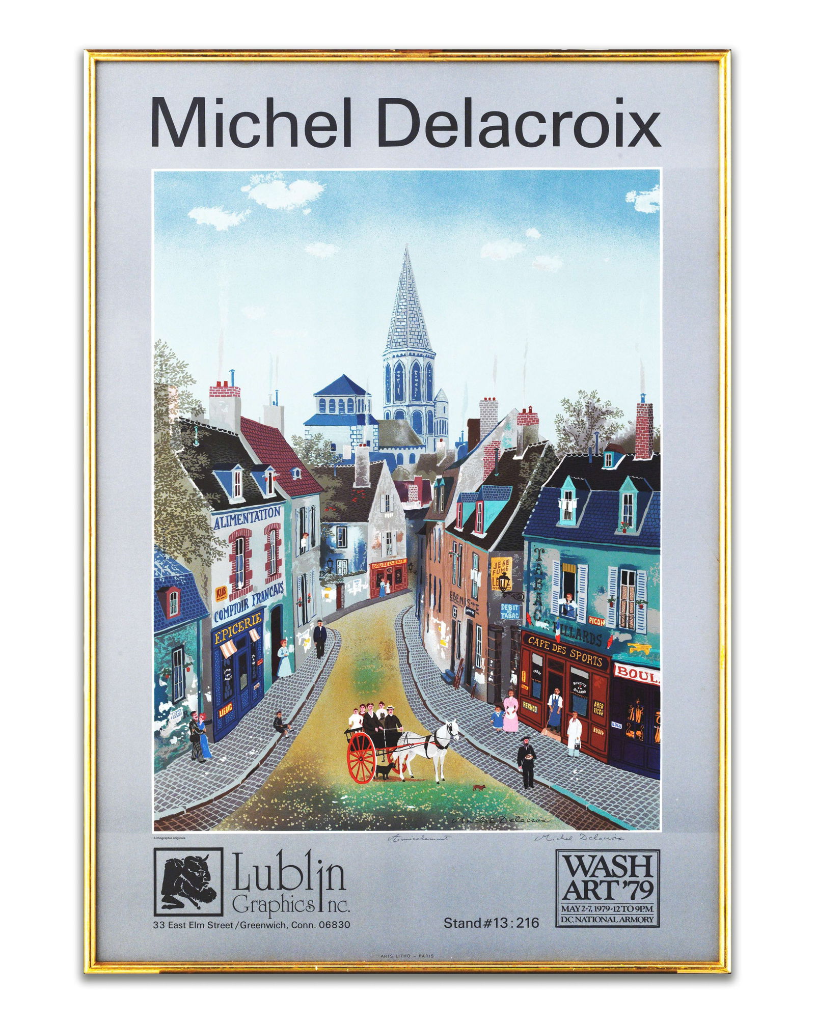MICHEL DELACROIX (B. 1933), ATTRIBUTED TO, PRINTED WORK: The lot consists of a work attributed to Michel Delacroix (b. 1933), depicting a Parisian street scene in the Naive Art style. Dimensions: Framed: 86.7 x 60.5 cm. All measurements are approximate.