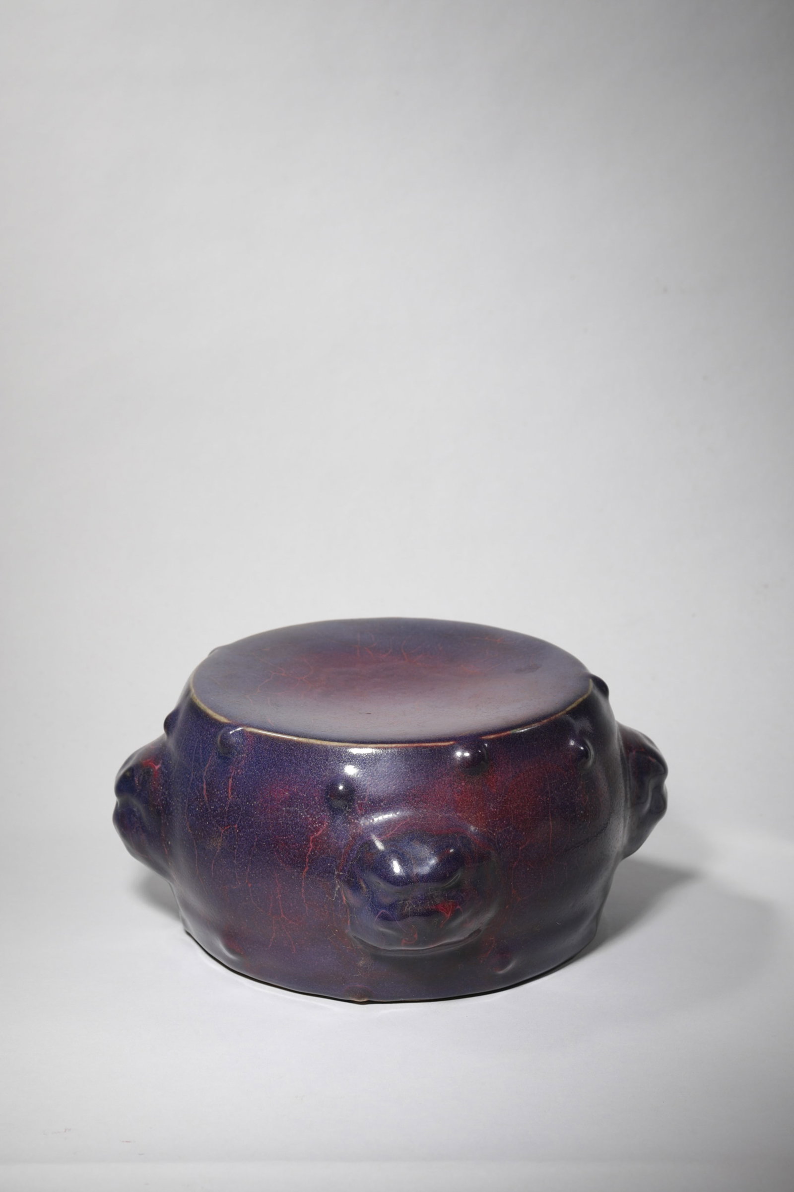 A JUNYAO DRUM-FORM ORNAMENT WITH LION-MASK HANDLES (1 of 6)