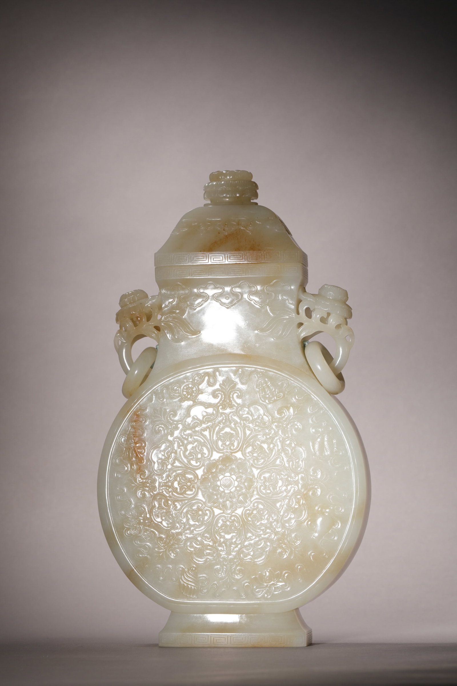 A WHITE JADE DOUBLE BEAST-EARED BIANHU (1 of 11)