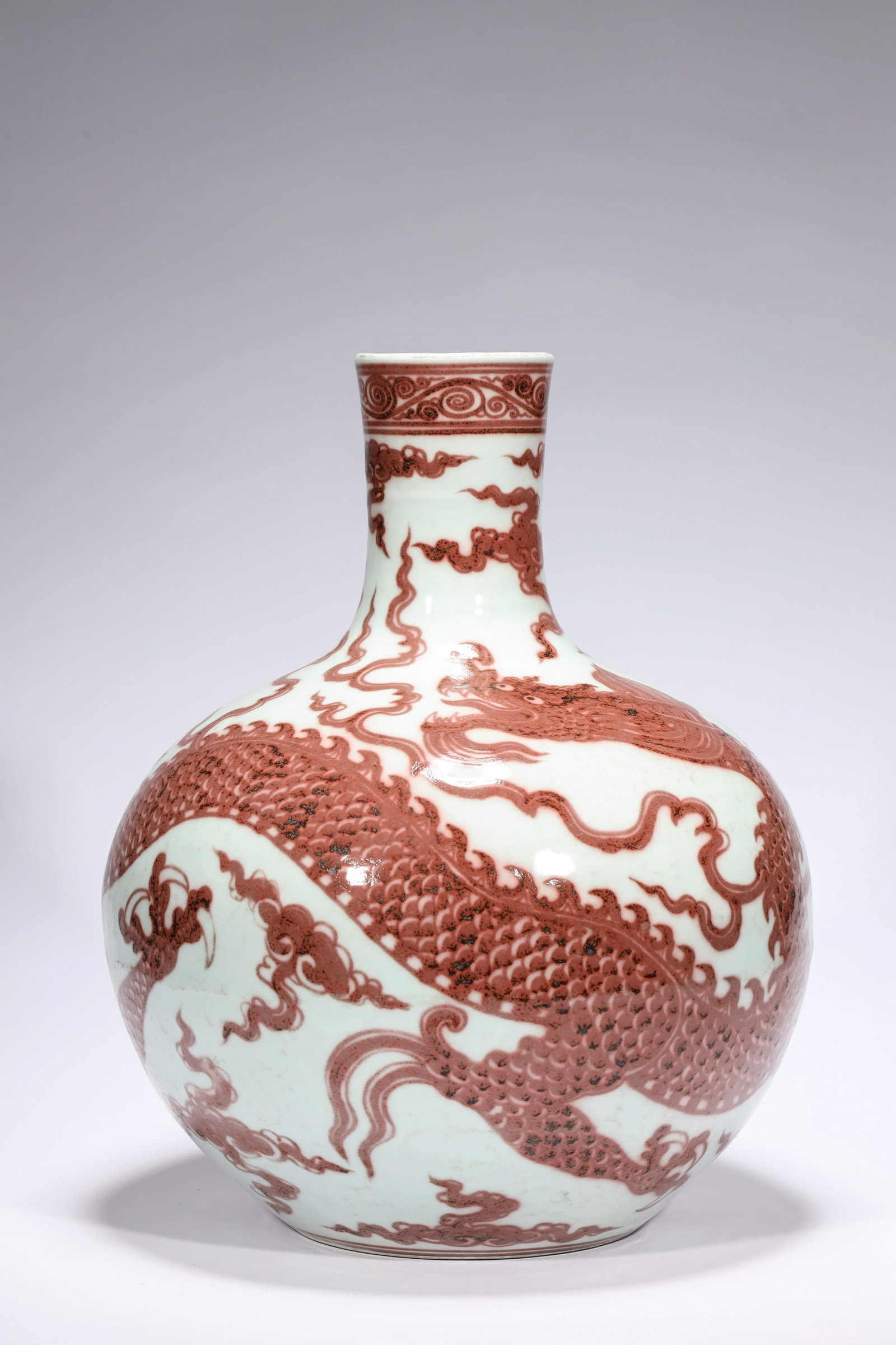 A COPPER-RED-GLAZED 'DRAGON' TIANQIUPING (1 of 7)