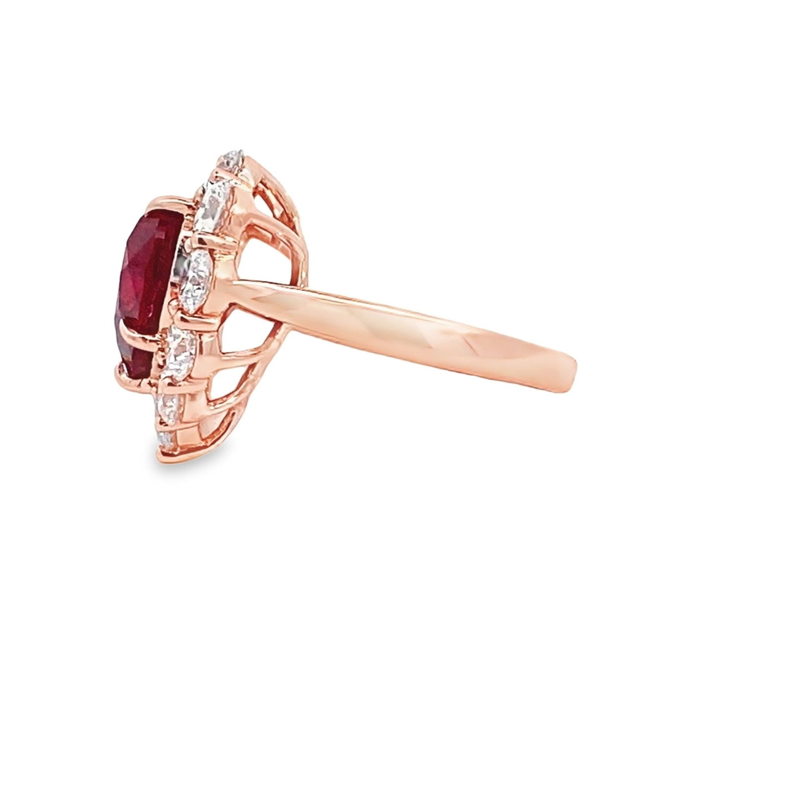 LAB RUBY, DIAMOND AND STERLING SILVER RING - 2