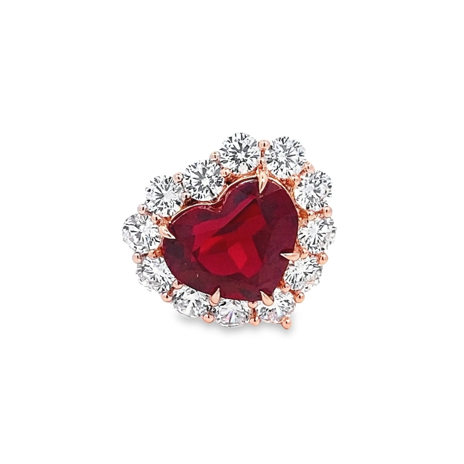 LAB RUBY, DIAMOND AND STERLING SILVER RING - 5