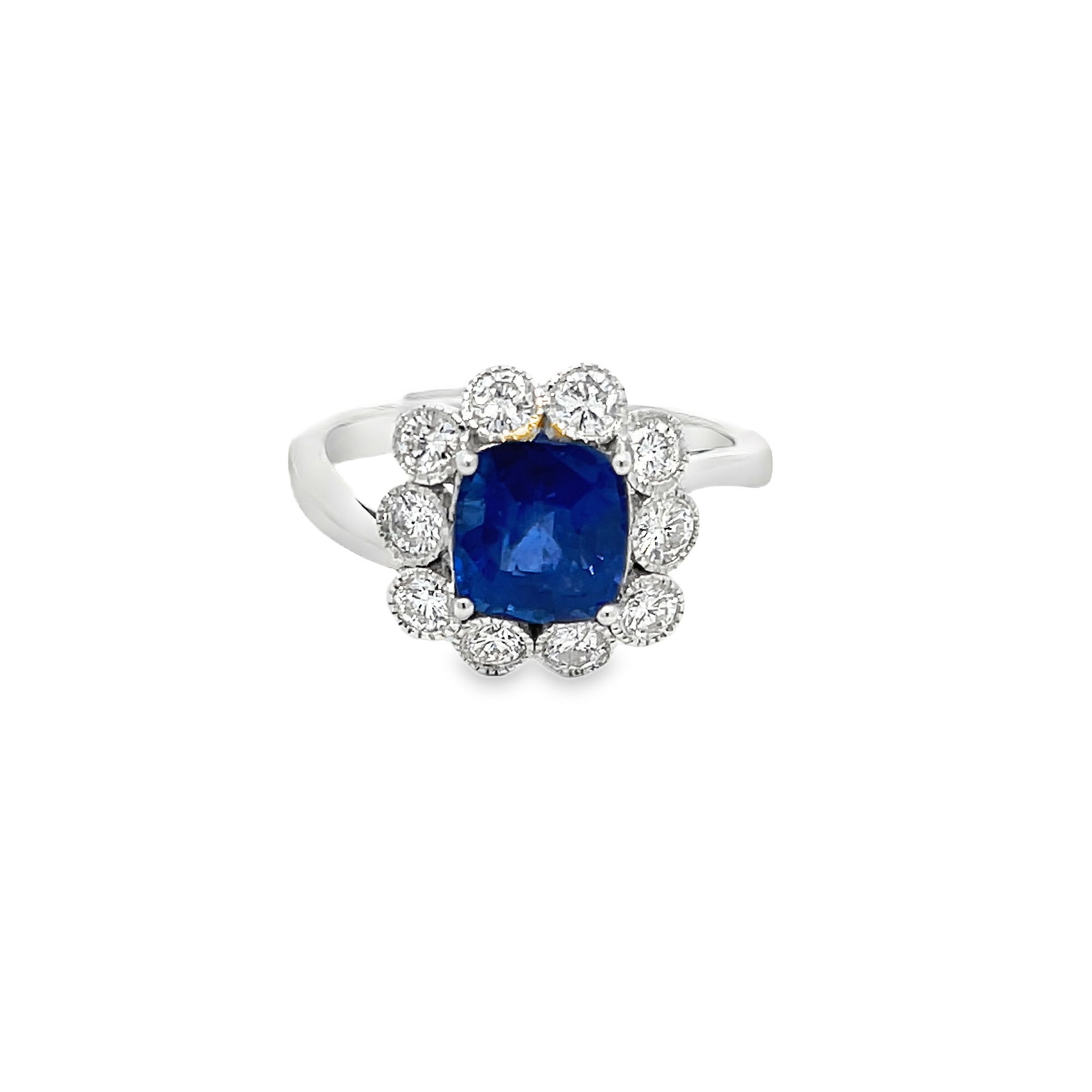 PLATINUM, CEYLON SAPPHIRE AND DIAMOND RING WITH AIGL (1 of 6)