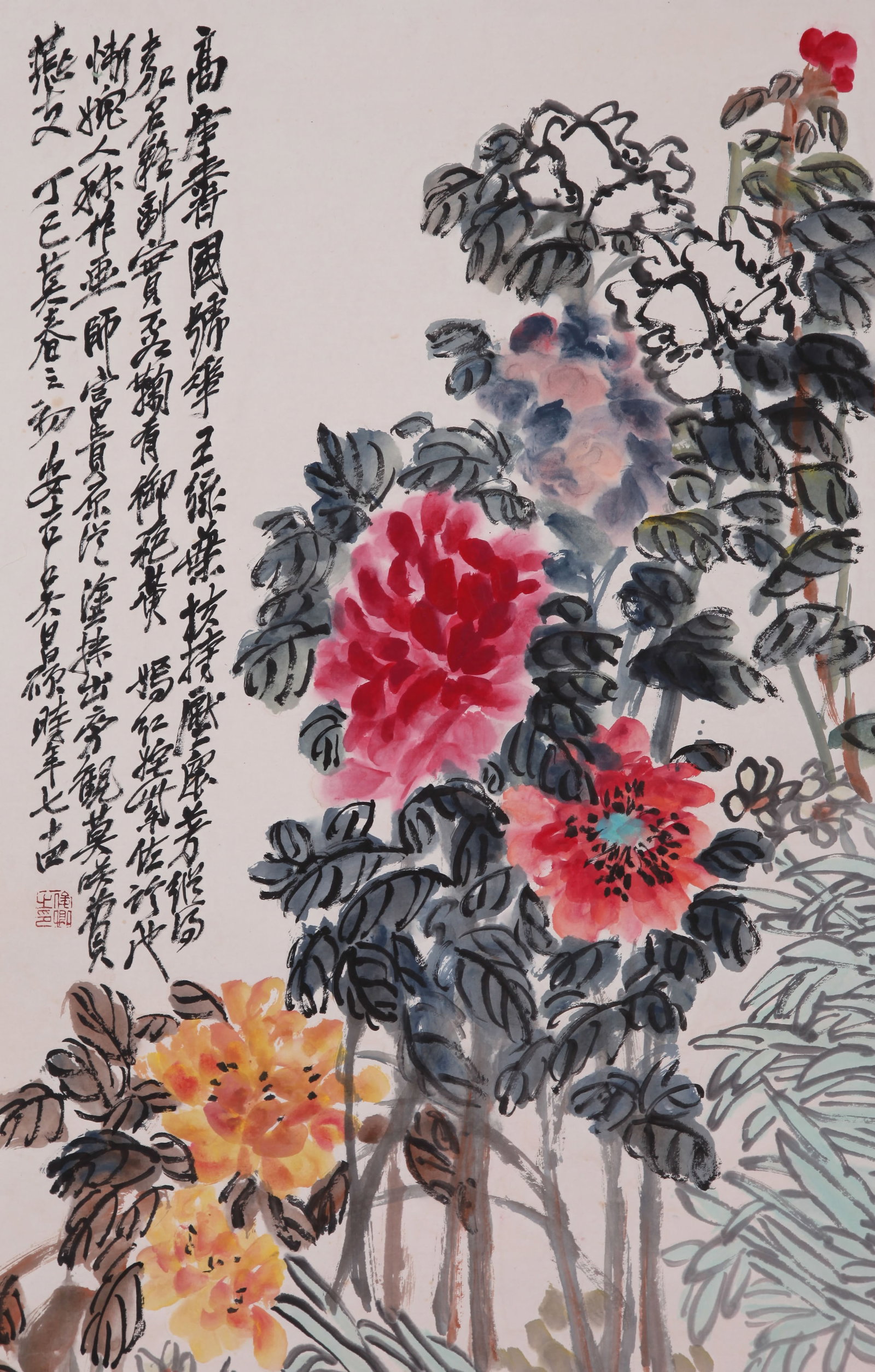 WU CHANGSHUO, ATTRIBUTED TO, FLOWERS, HANGING SCROLL - 3