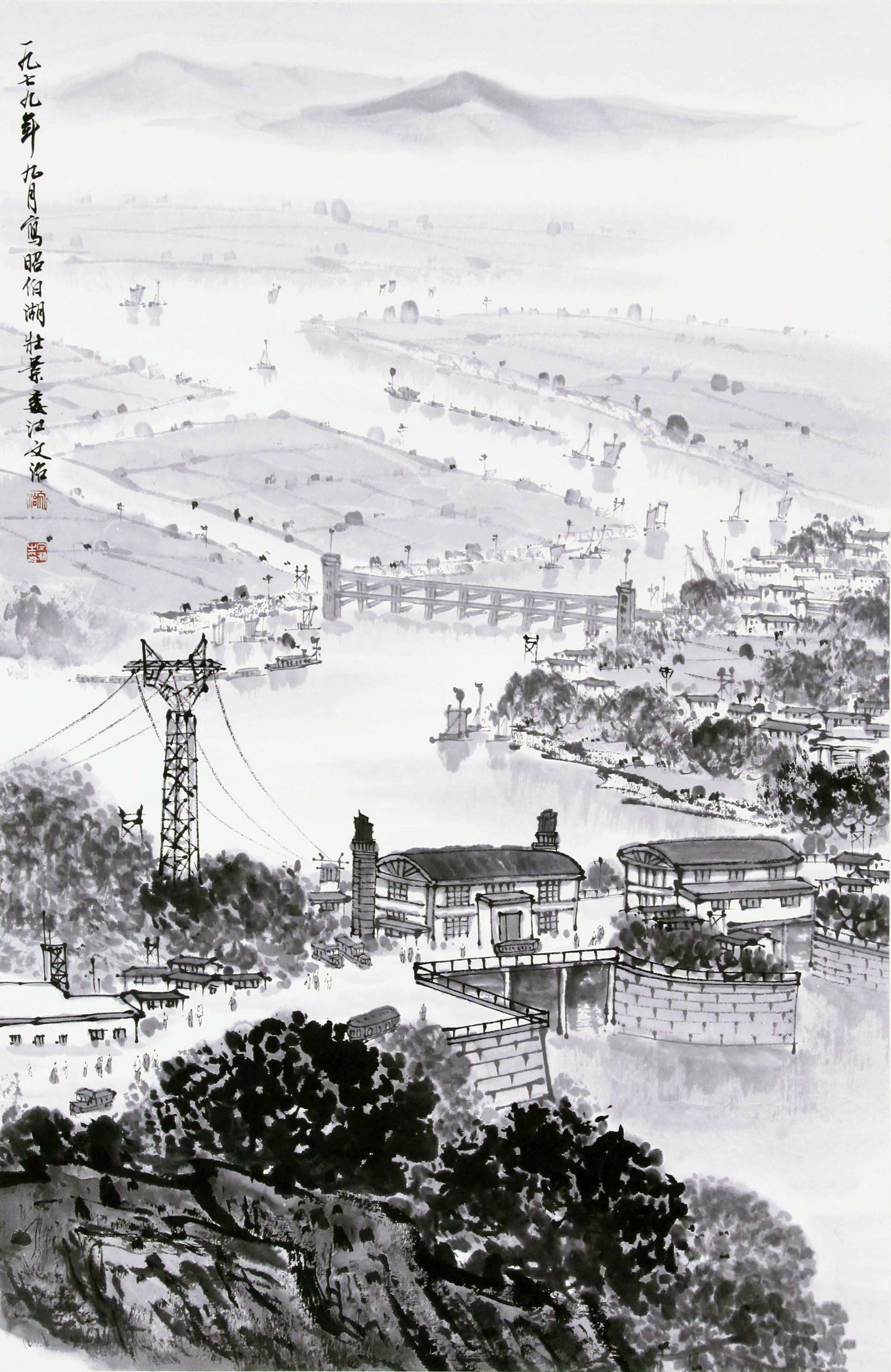 SONG WENZHI (SUNG WEN-CHIH), ATTRIBUTED TO, MAGNIFICENT SCENERY OF LAKE ZHAOBO, HANGING SCROLL - 2