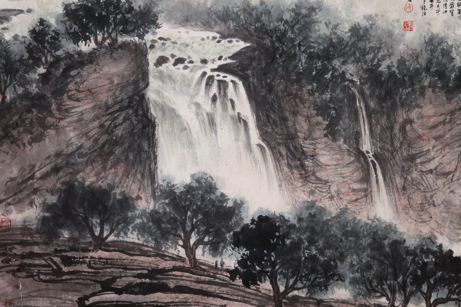 FU BAOSHI (FU PAO-SHIH), ATTRIBUTED TO, WATERFALL AT JINGPO LAKE, MOUNTED FOR FRAMING - 3
