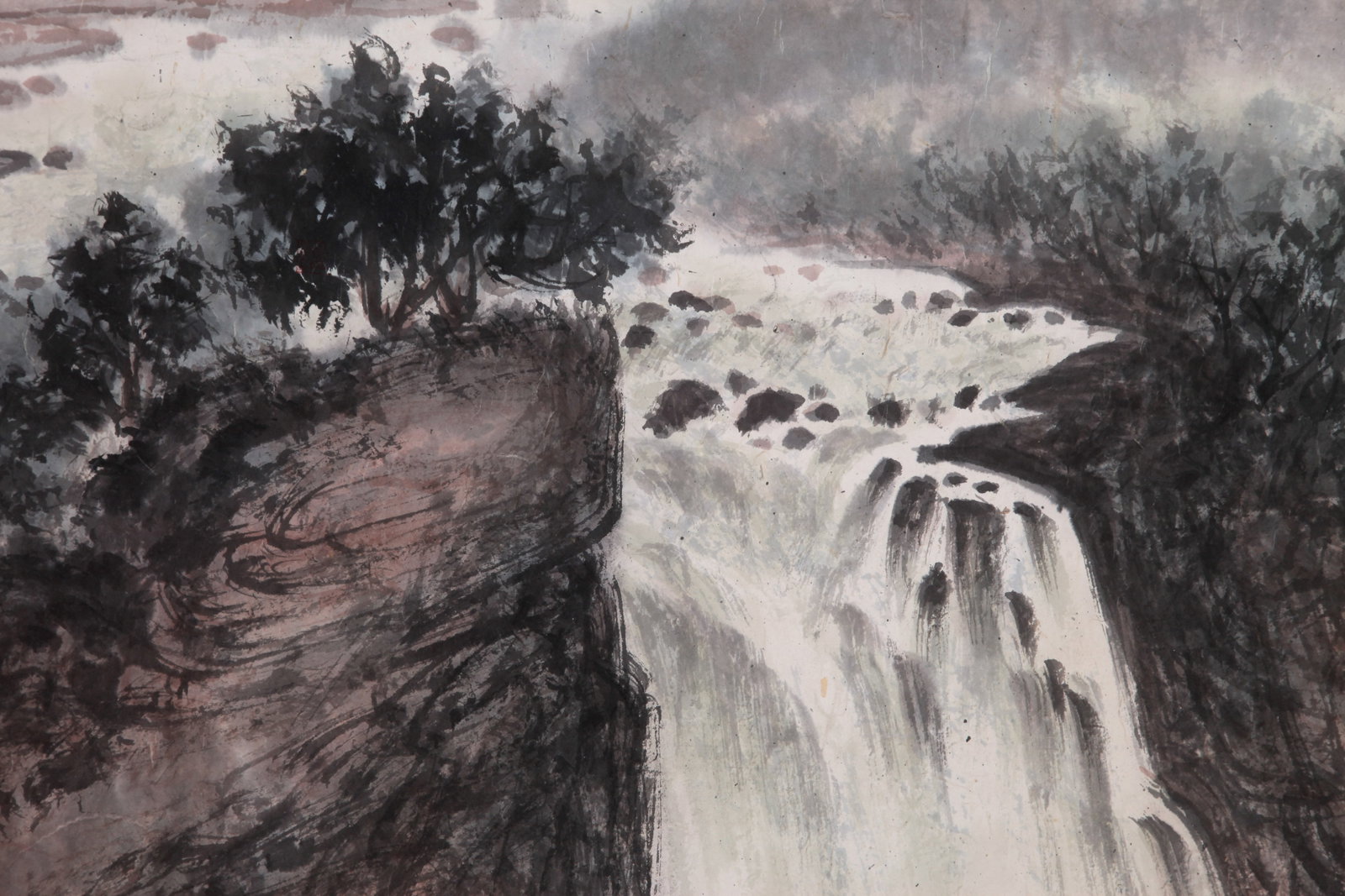 FU BAOSHI (FU PAO-SHIH), ATTRIBUTED TO, WATERFALL AT JINGPO LAKE, MOUNTED FOR FRAMING - 5