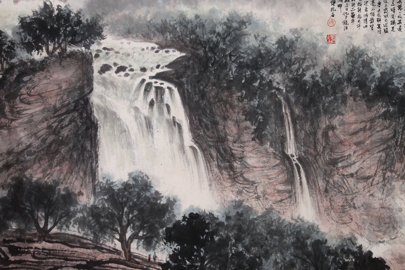 FU BAOSHI (FU PAO-SHIH), ATTRIBUTED TO, WATERFALL AT JINGPO LAKE, MOUNTED FOR FRAMING - 8