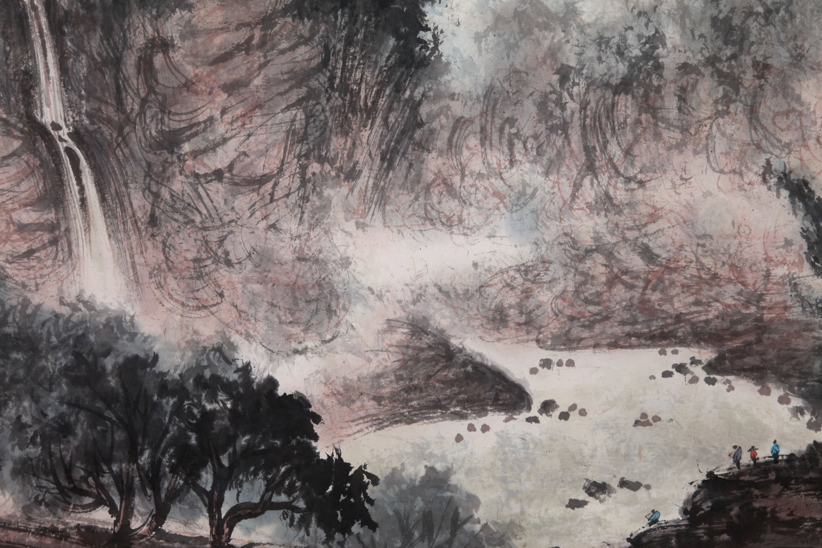 FU BAOSHI (FU PAO-SHIH), ATTRIBUTED TO, WATERFALL AT JINGPO LAKE, MOUNTED FOR FRAMING - 9