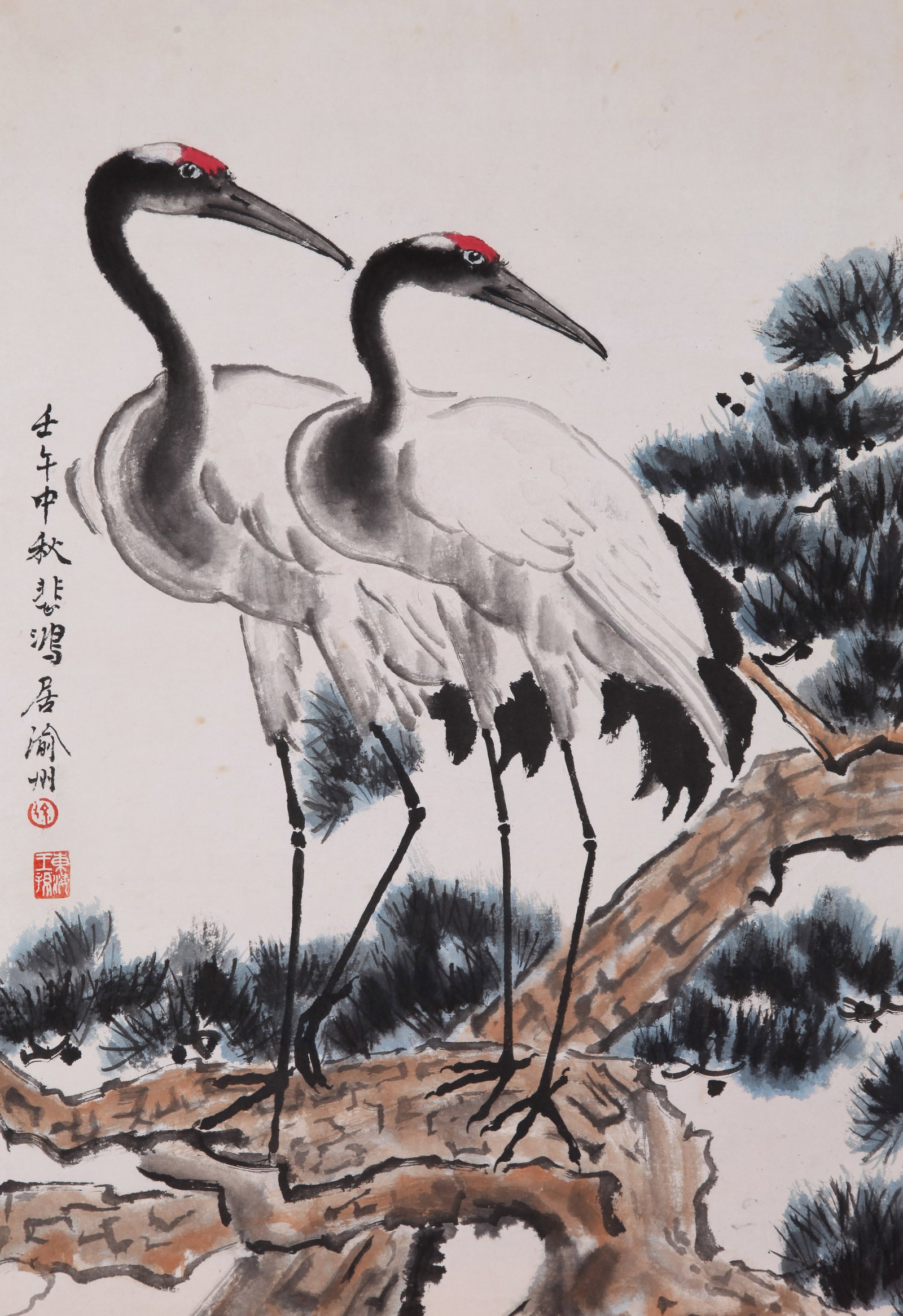 XU BEIHONG (HSU PEI-HUNG), ATTRIBUTED TO, TWO CRANES, HANGING SCROLL - 3