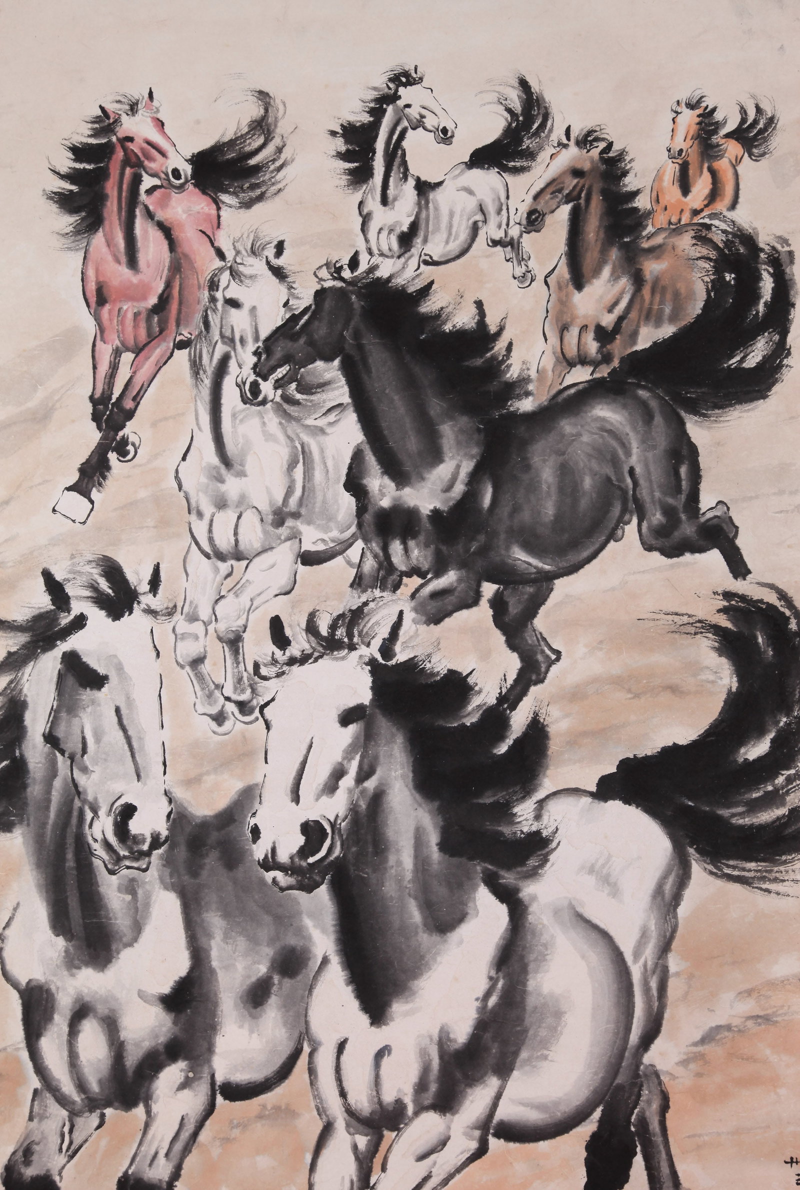 XU BEIHONG (HSU PEI-HUNG), ATTRIBUTED TO, EIGHT HORSES, HANGING SCROLL - 4