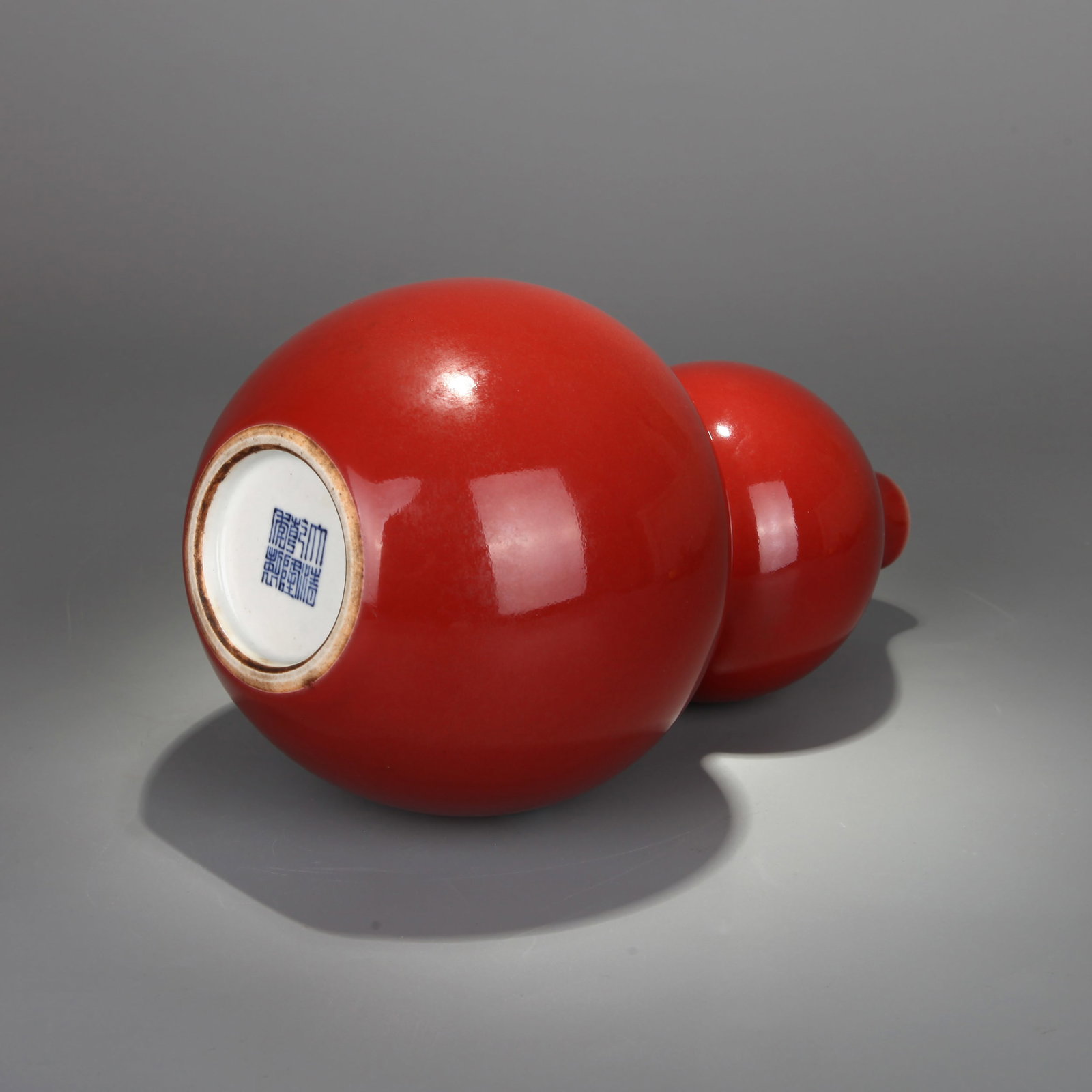 A SACRIFICIAL-RED GLAZED DOUBLE-GOURD VASE - 6