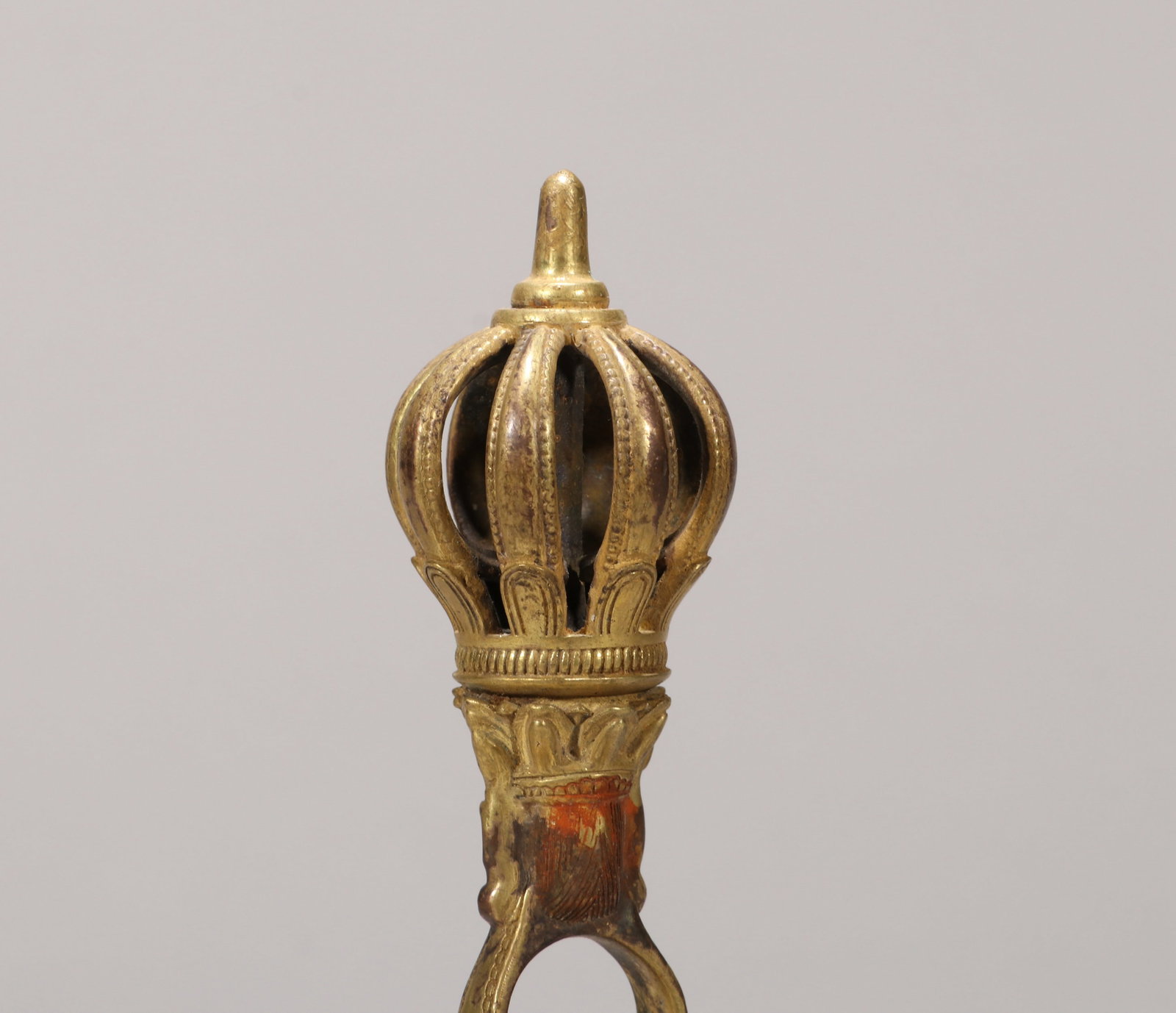 A GILT-BRONZE VAJRA BELL - 5