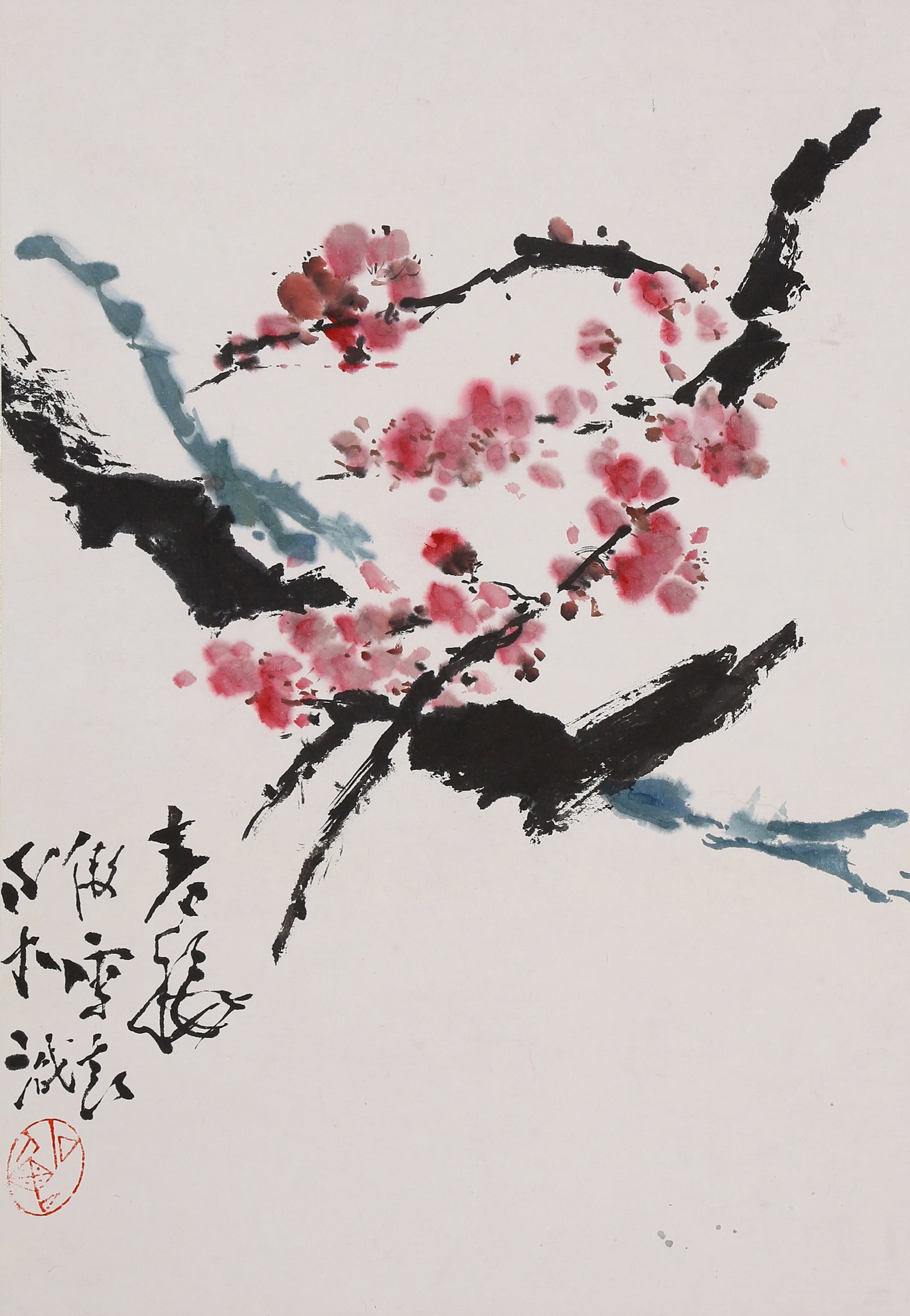 SHI LU (SHIH LU), ATTRIBUTED TO, PLUM BLOSSOMS IN SNOW, MOUNTED FOR FRAMING (1 of 4)