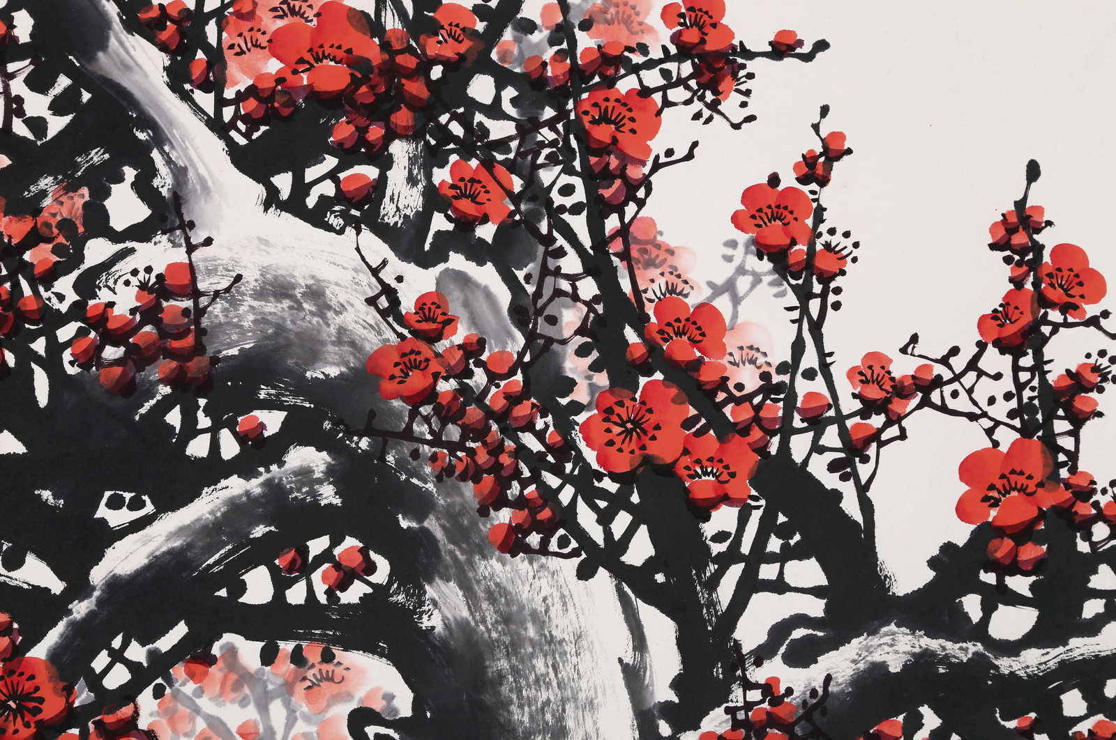 WANG CHENGXI (WANG CHENG-HSI), ATTRIBUTED TO, PLUM BLOSSOMS, MOUNTED FOR FRAMING - 2