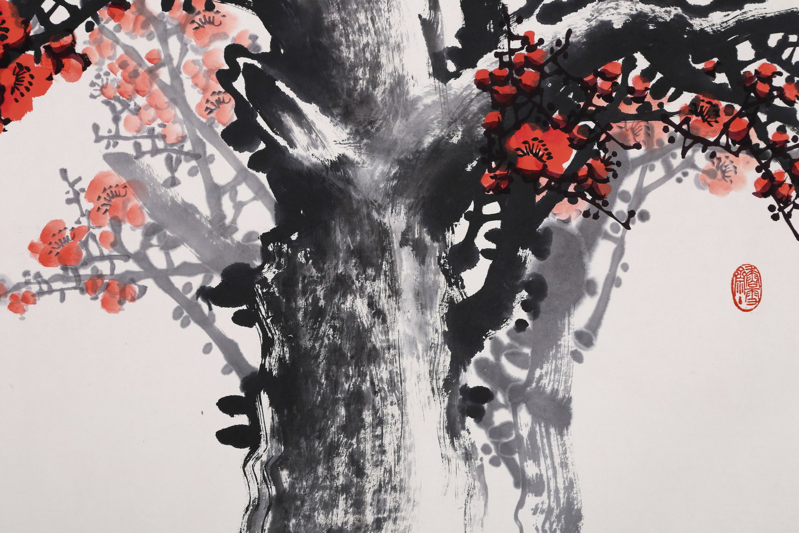 WANG CHENGXI (WANG CHENG-HSI), ATTRIBUTED TO, PLUM BLOSSOMS, MOUNTED FOR FRAMING - 3