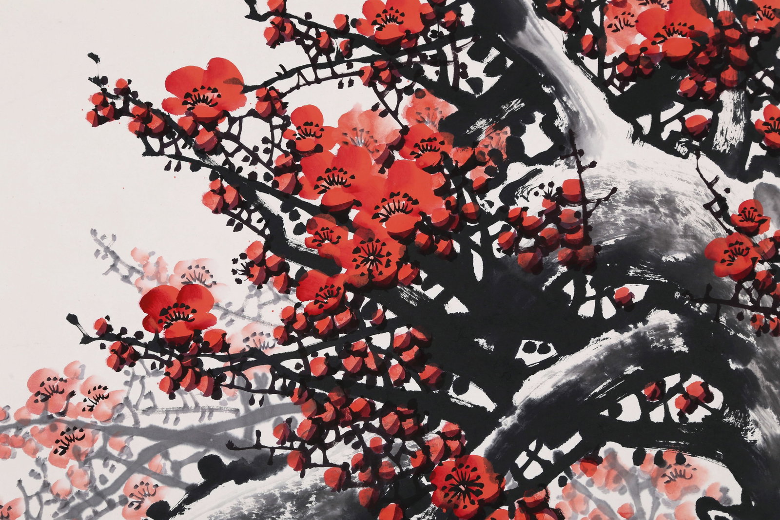 WANG CHENGXI (WANG CHENG-HSI), ATTRIBUTED TO, PLUM BLOSSOMS, MOUNTED FOR FRAMING - 4