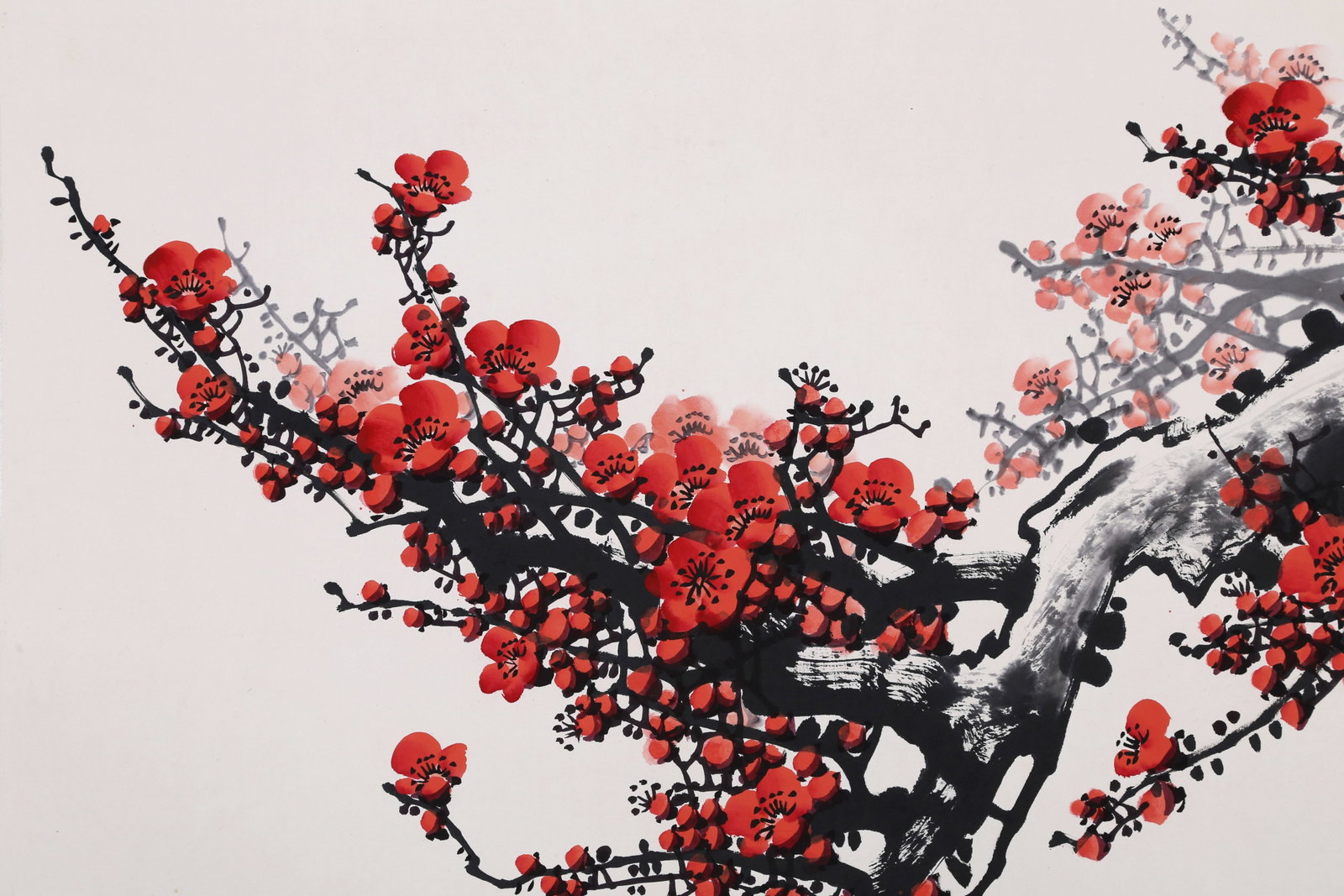 WANG CHENGXI (WANG CHENG-HSI), ATTRIBUTED TO, PLUM BLOSSOMS, MOUNTED FOR FRAMING - 5