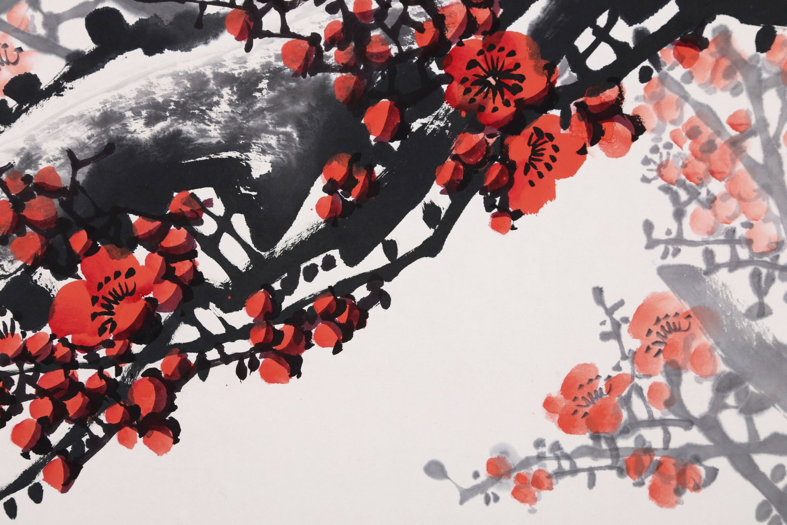 WANG CHENGXI (WANG CHENG-HSI), ATTRIBUTED TO, PLUM BLOSSOMS, MOUNTED FOR FRAMING - 6