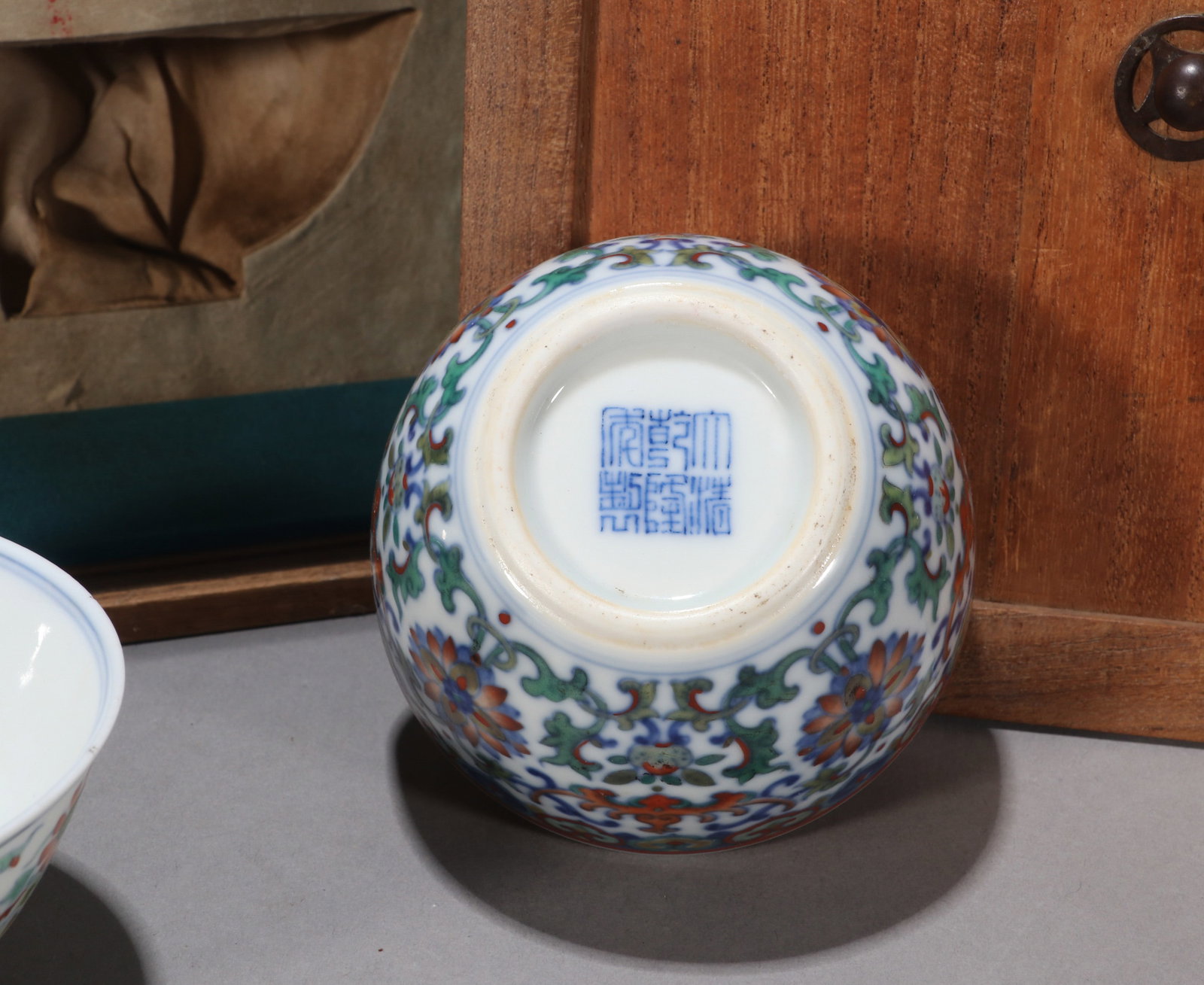 TWO DOUCAI 'FLORAL' CUPS - 2
