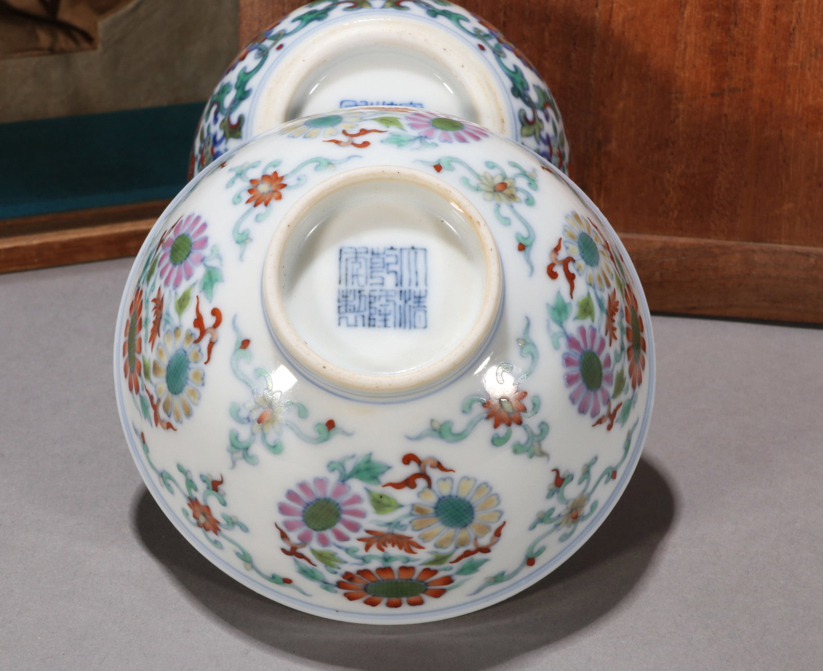 TWO DOUCAI 'FLORAL' CUPS - 3