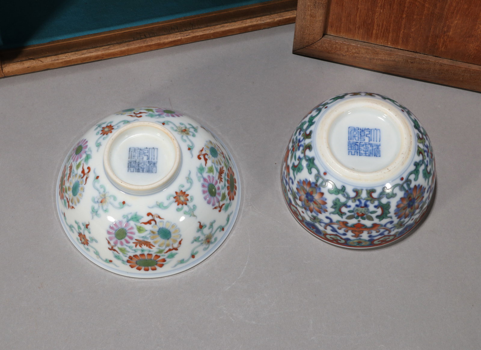 TWO DOUCAI 'FLORAL' CUPS - 4
