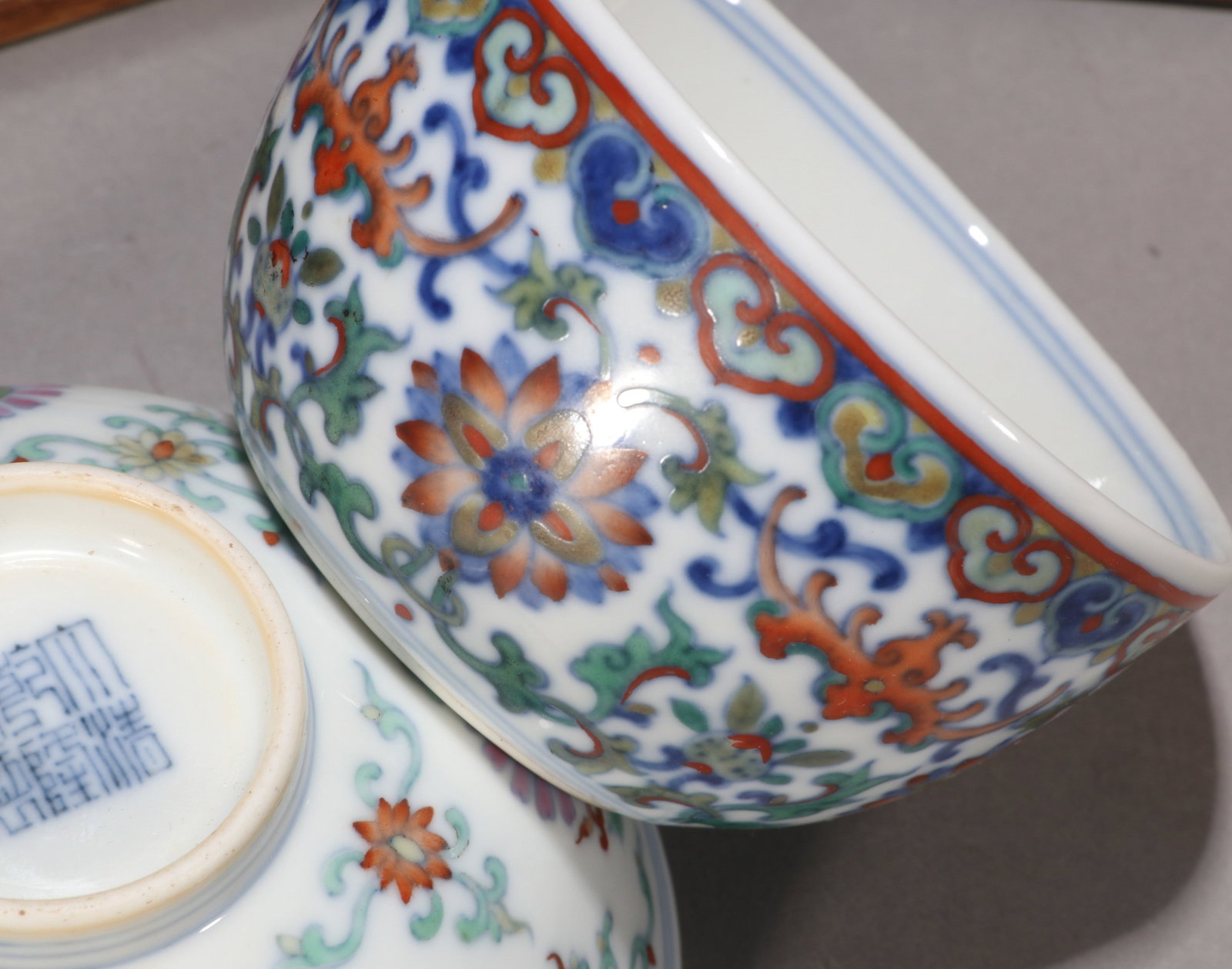 TWO DOUCAI 'FLORAL' CUPS - 6