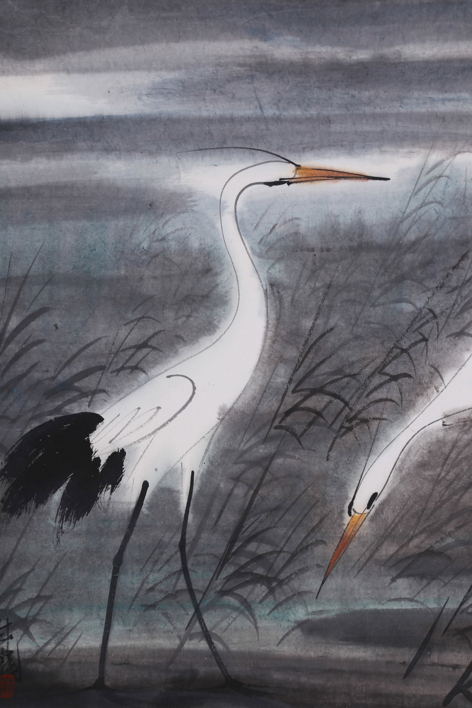 LIN FENGMIAN (LIN FENG-MIEN), ATTRIBUTED TO, EGRETS, MOUNTED FOR FRAMING - 7
