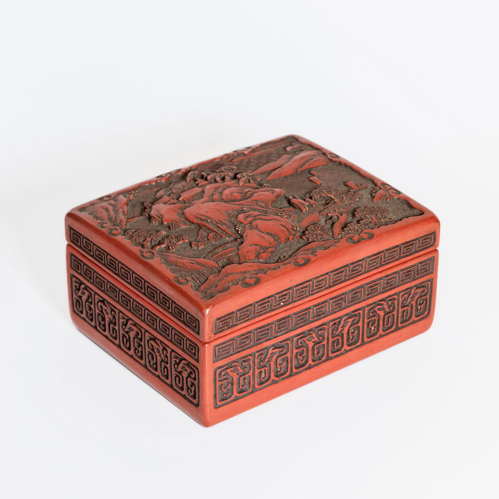 A JAPANESE CINNABAR BOX AND COVER (1 of 6)