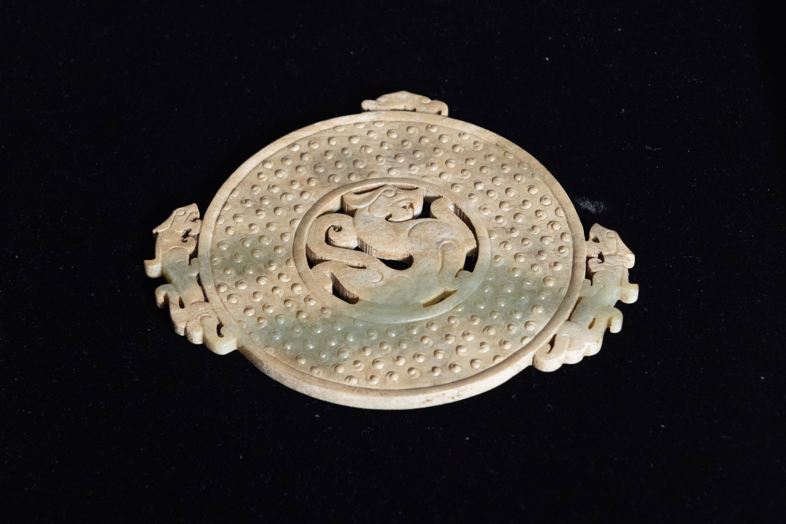 A CHINESE 'CHILONG' JADE BI DISC - 4