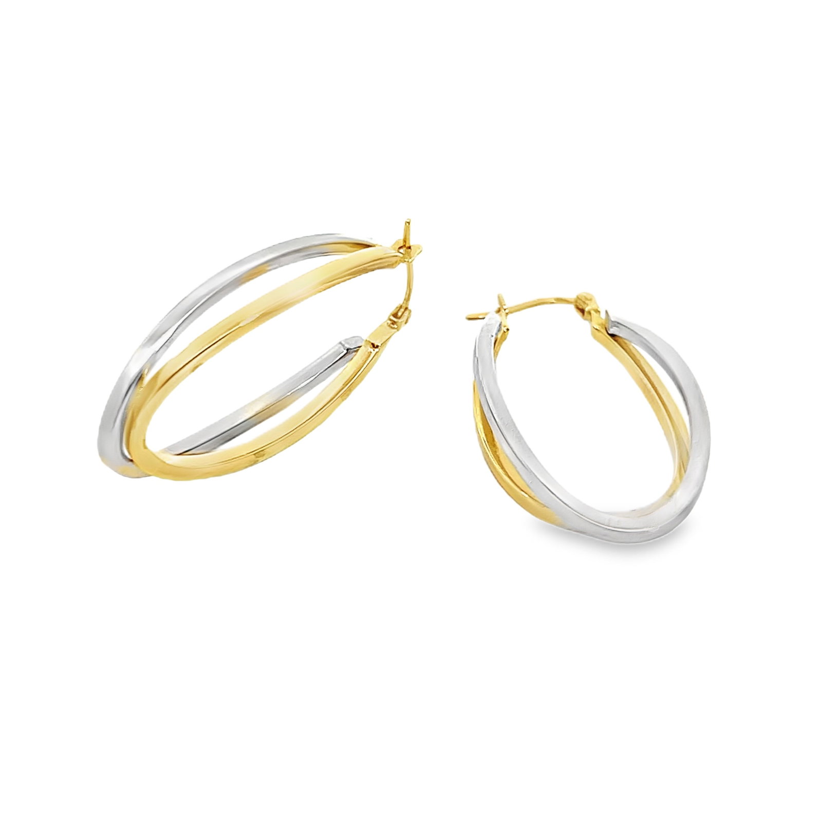 (LOT OF 2) ITALIAN DUAL-TONE LOOP SNAP-CLOSE 18K GOLD EARRINGS - 2