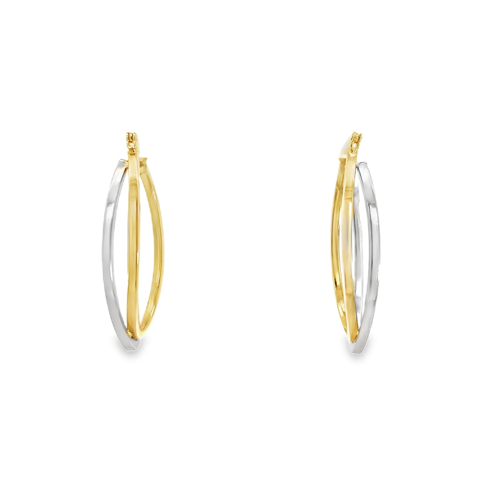 (LOT OF 2) ITALIAN DUAL-TONE LOOP SNAP-CLOSE 18K GOLD EARRINGS - 3