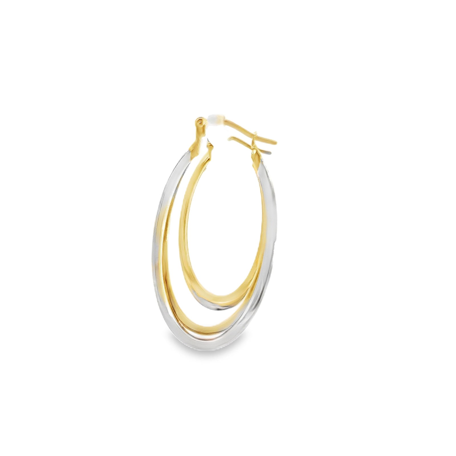 (LOT OF 2) ITALIAN DUAL-TONE LOOP SNAP-CLOSE 18K GOLD EARRINGS - 4