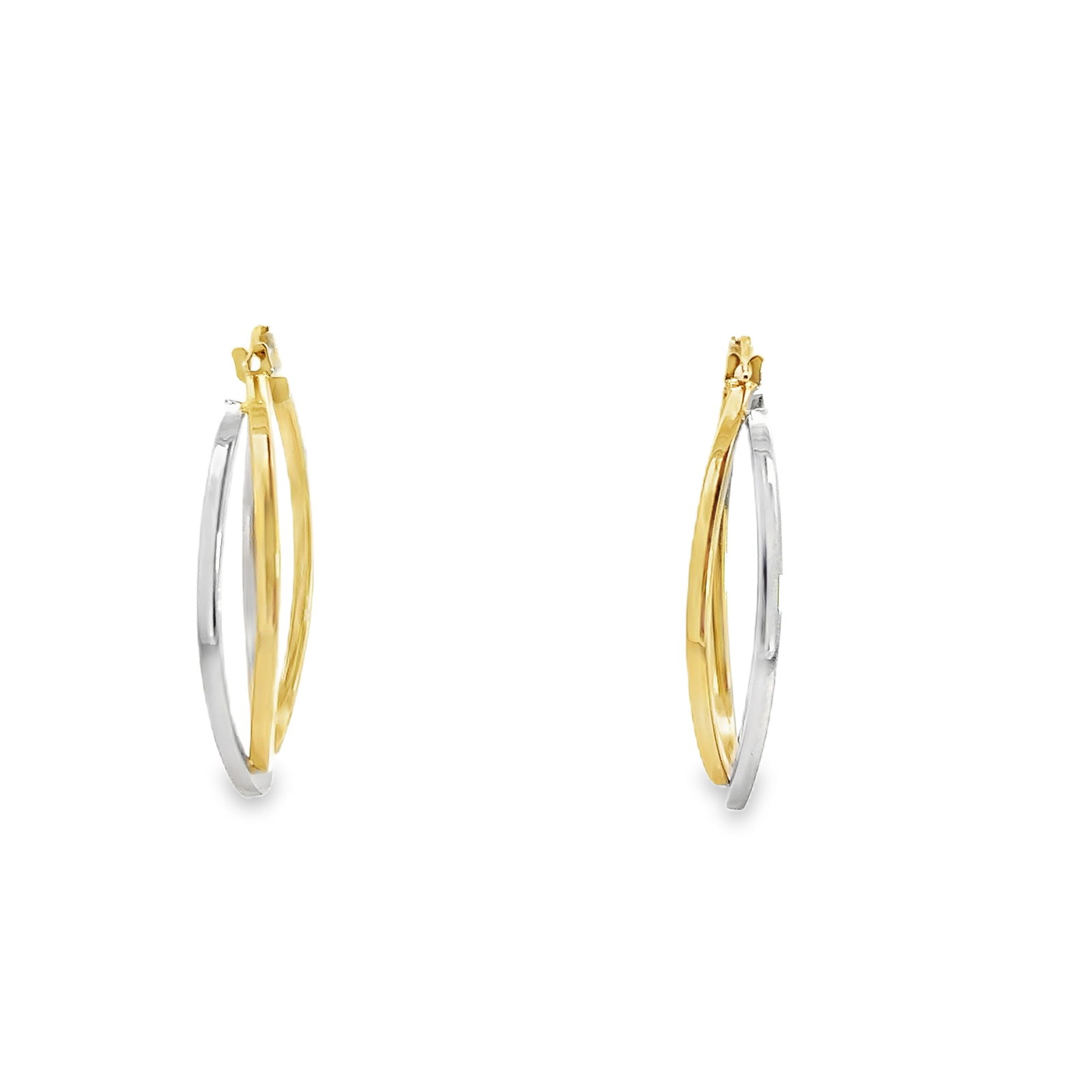 (LOT OF 2) ITALIAN DUAL-TONE LOOP SNAP-CLOSE 18K GOLD EARRINGS - 5