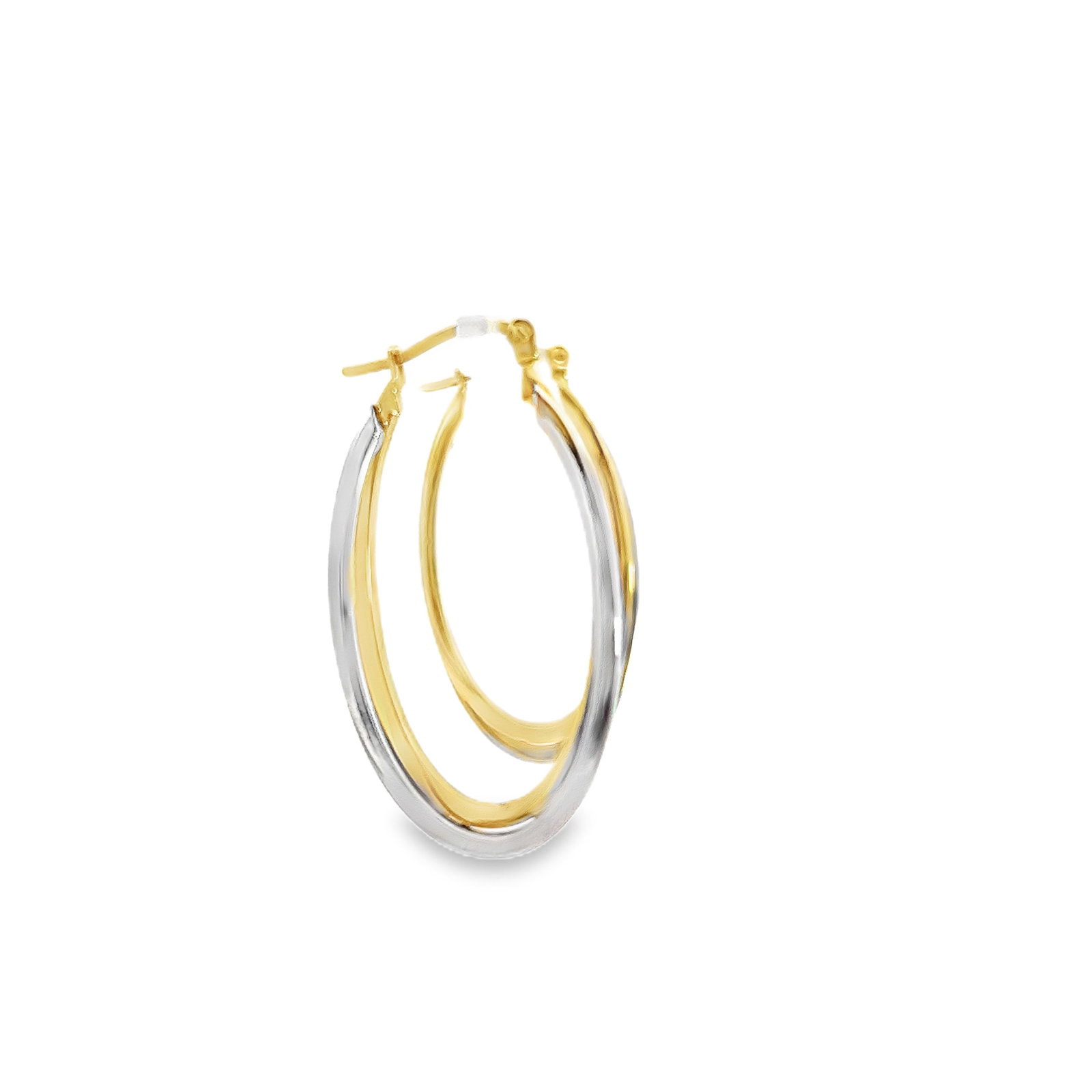 (LOT OF 2) ITALIAN DUAL-TONE LOOP SNAP-CLOSE 18K GOLD EARRINGS - 6