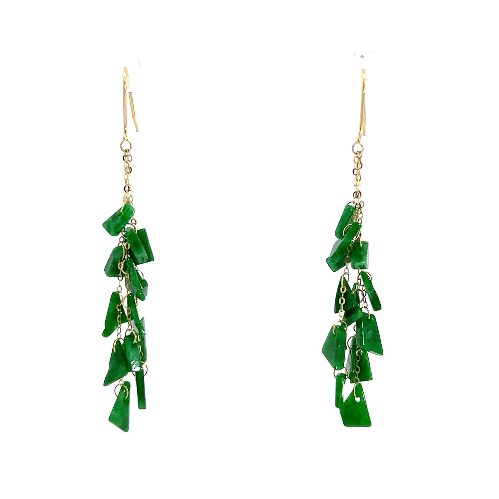 (LOT OF 2) JADE AND 14K GOLD DANGLING EARRINGS - 2