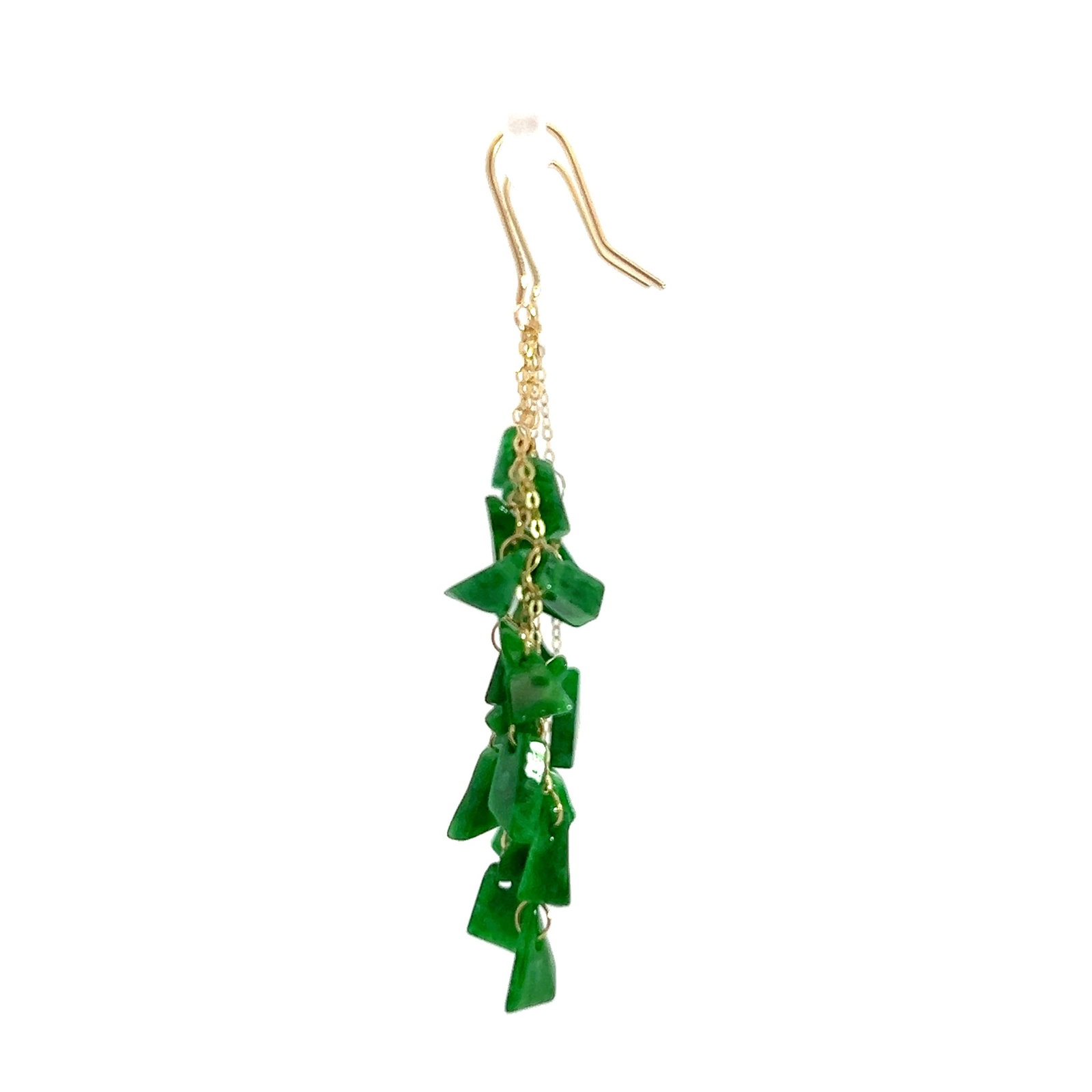 (LOT OF 2) JADE AND 14K GOLD DANGLING EARRINGS - 3