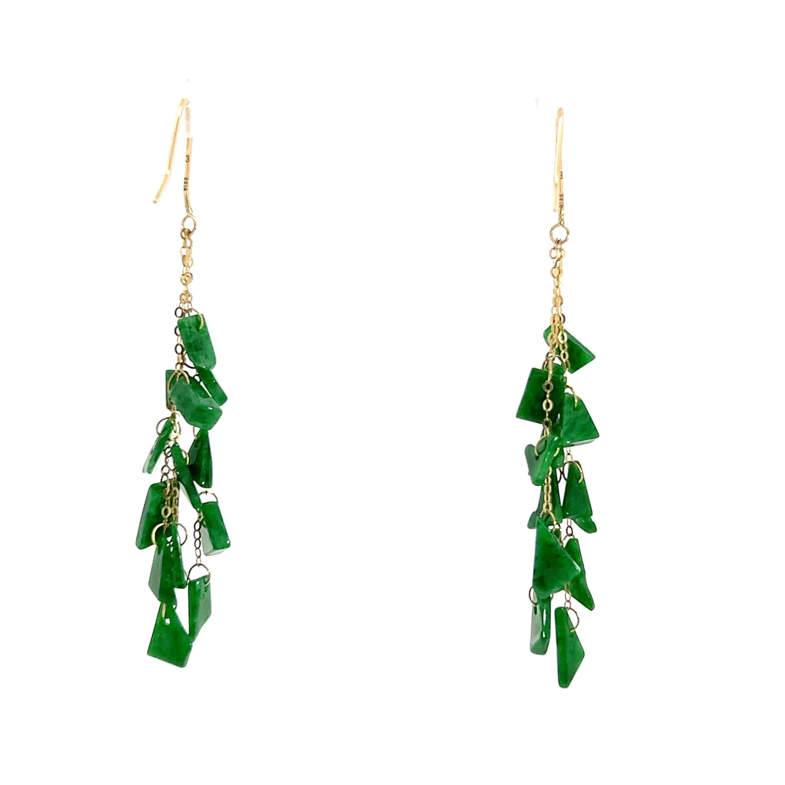 (LOT OF 2) JADE AND 14K GOLD DANGLING EARRINGS - 4