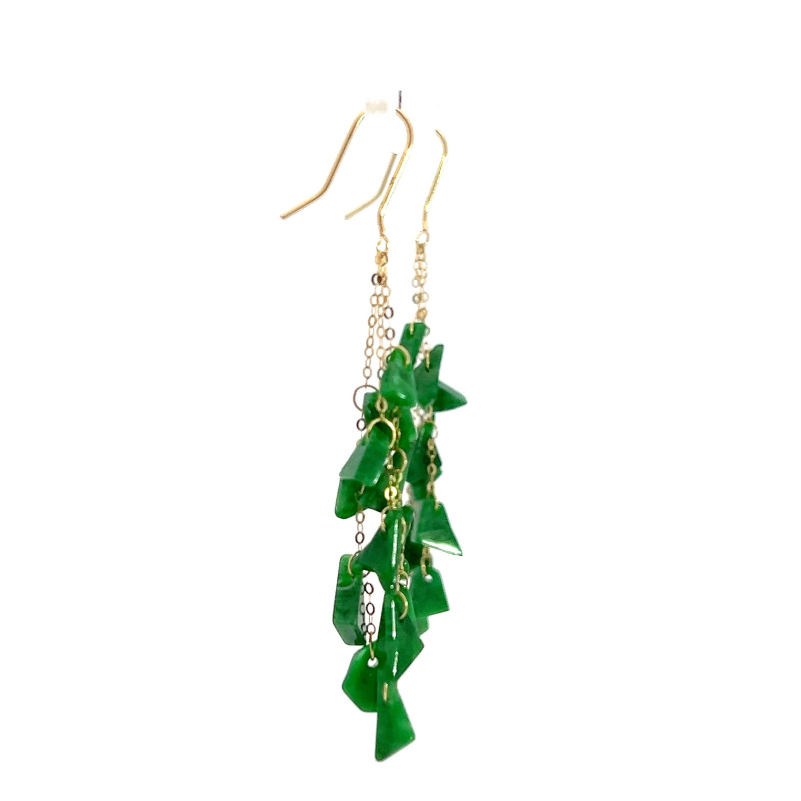 (LOT OF 2) JADE AND 14K GOLD DANGLING EARRINGS - 5