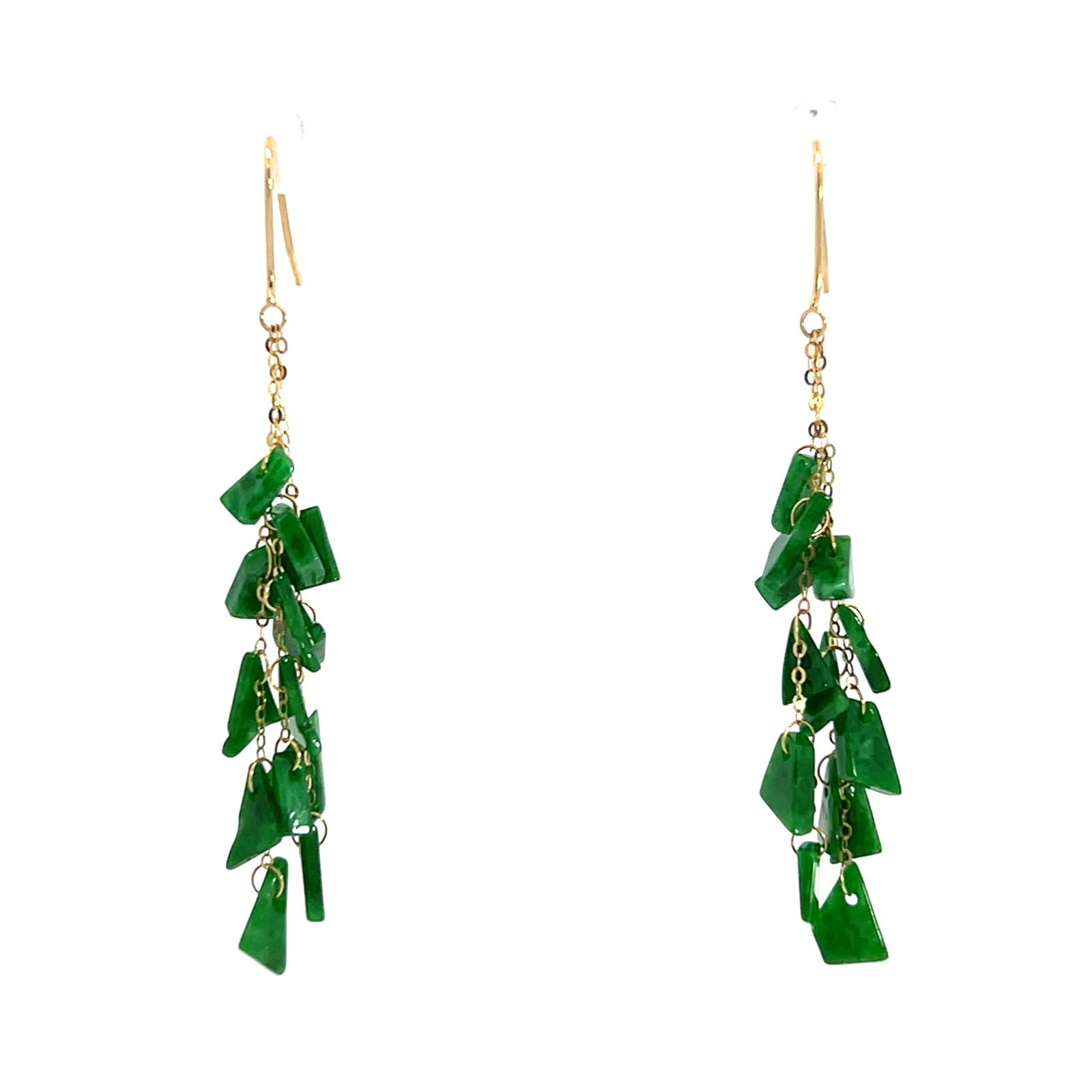 (LOT OF 2) JADE AND 14K GOLD DANGLING EARRINGS - 6