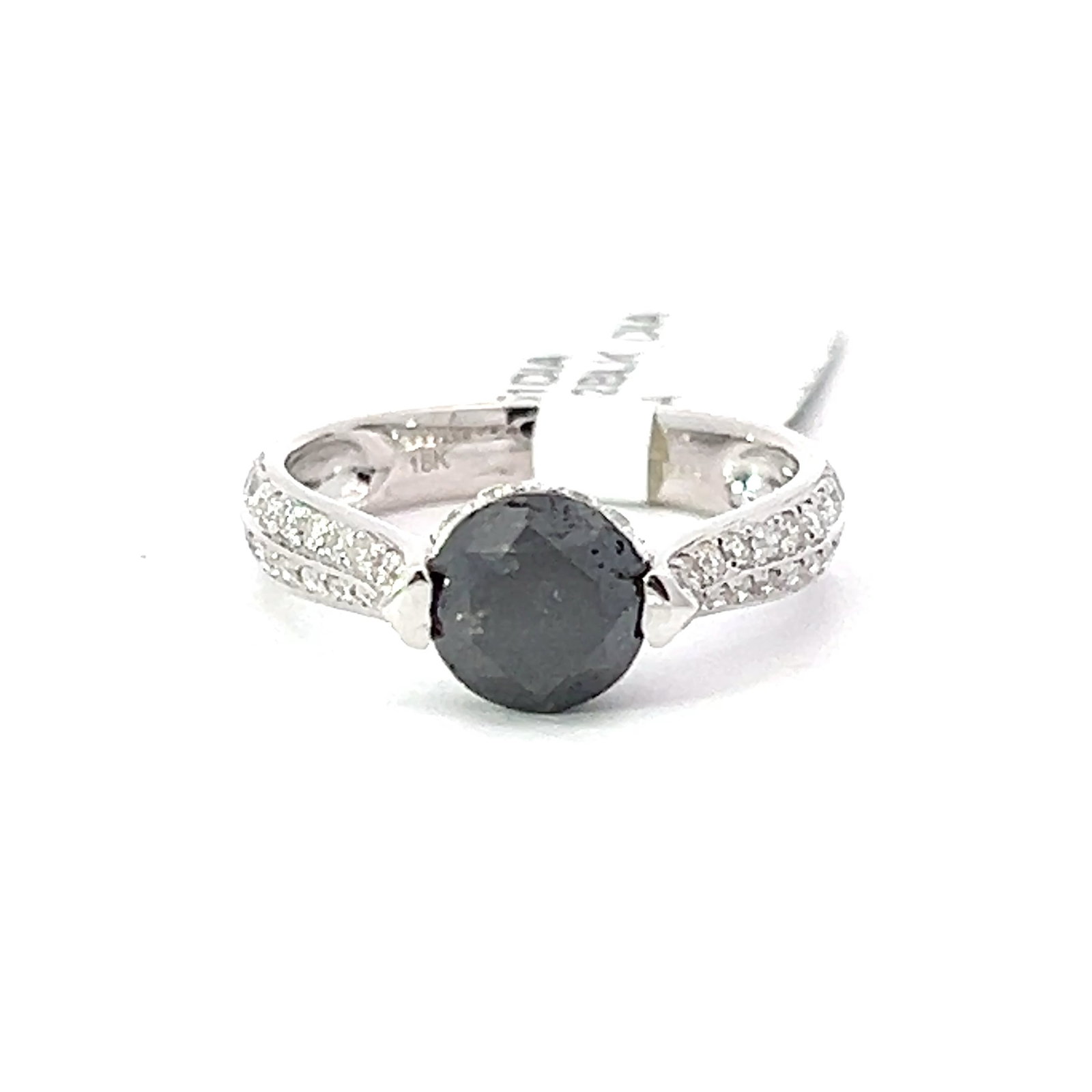 18K GOLD AND BLACK DIAMOND RING WITH GGA REPORT - 2