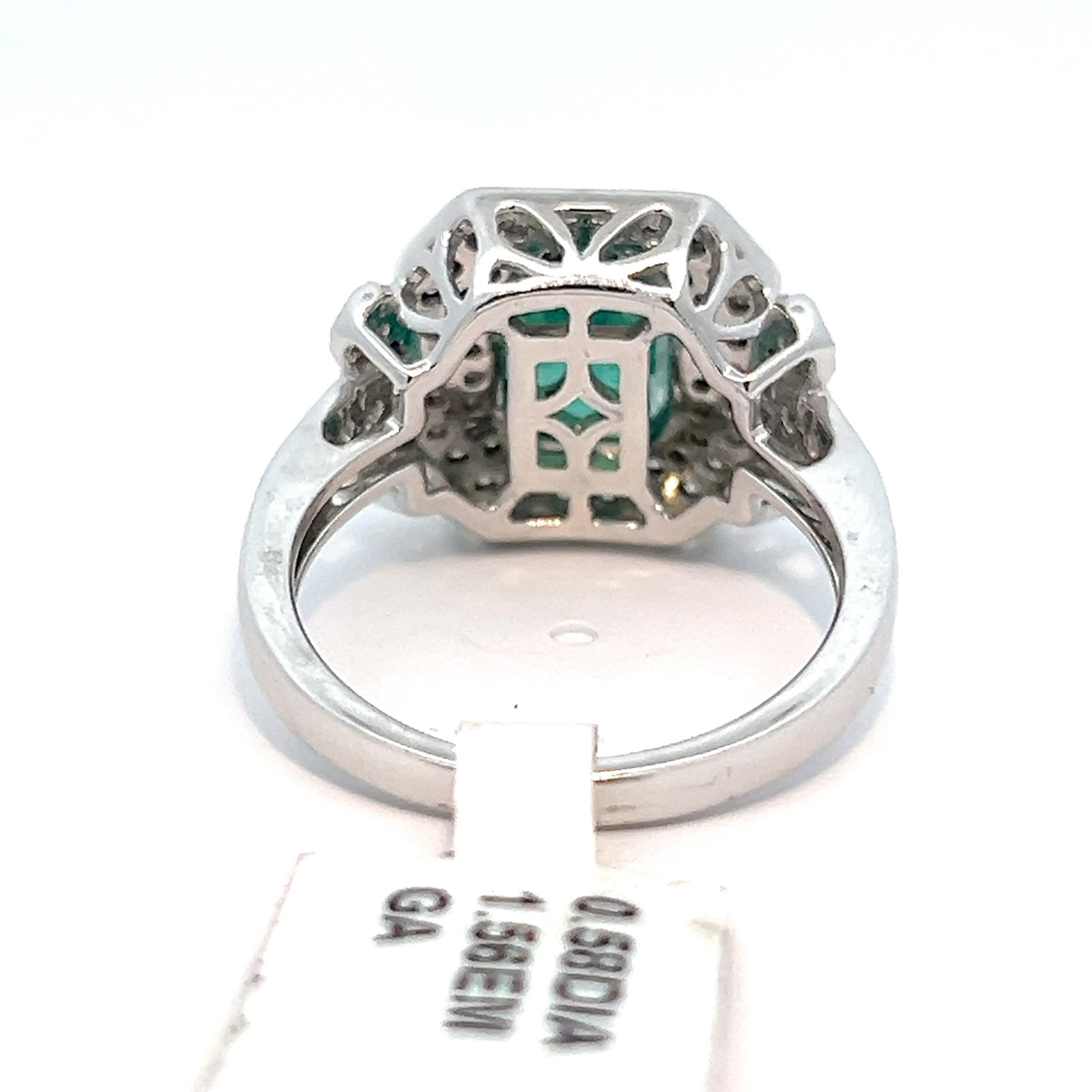 PLATINUM, EMERALD AND DIAMOND RING WITH GGA REPORT - 4