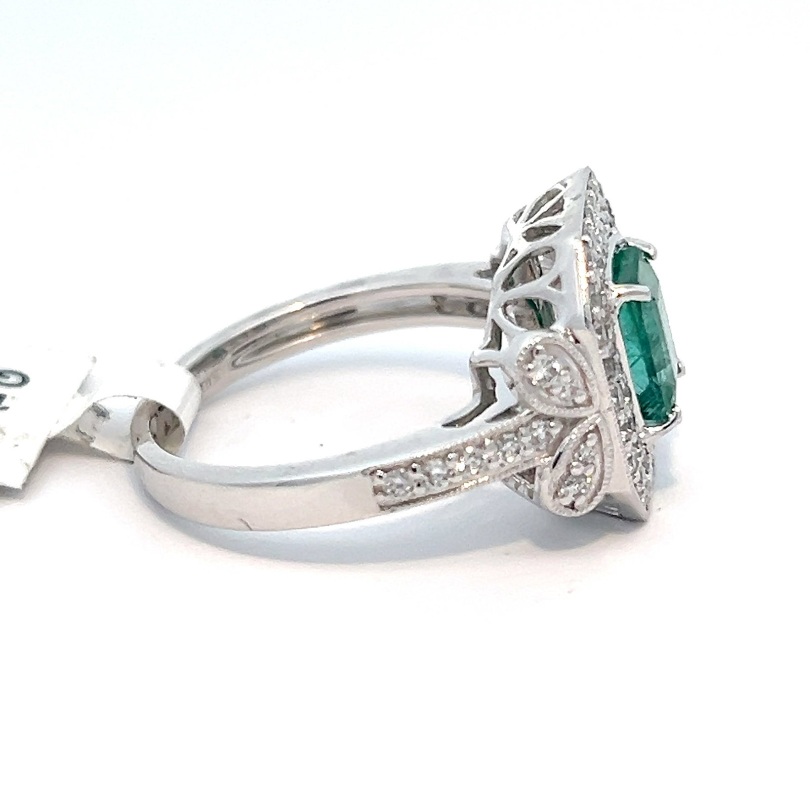 PLATINUM, EMERALD AND DIAMOND RING WITH GGA REPORT - 5