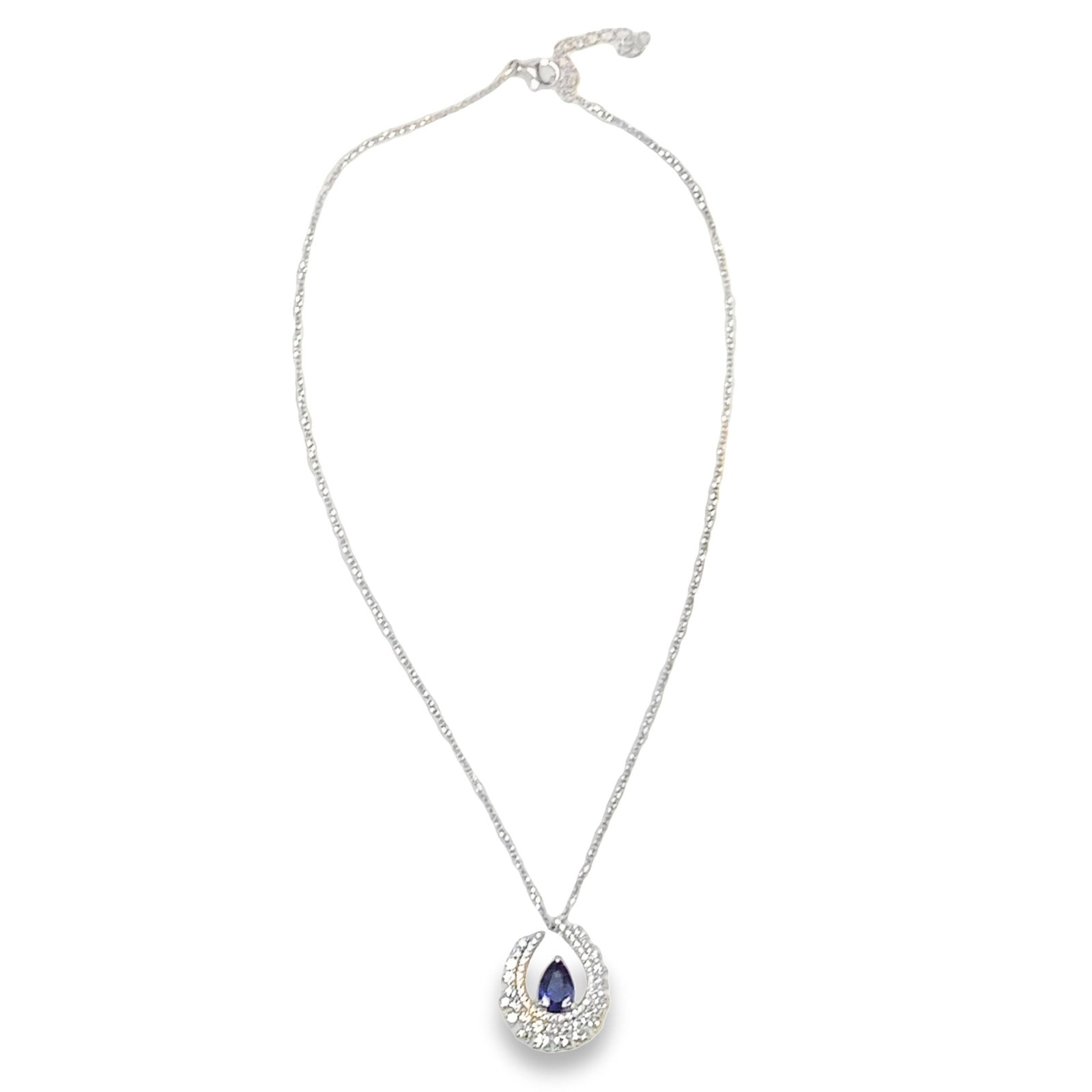 LAB-CREATED SAPPHIRE, DIAMOND AND STERLING SILVER NECKLACE - 2