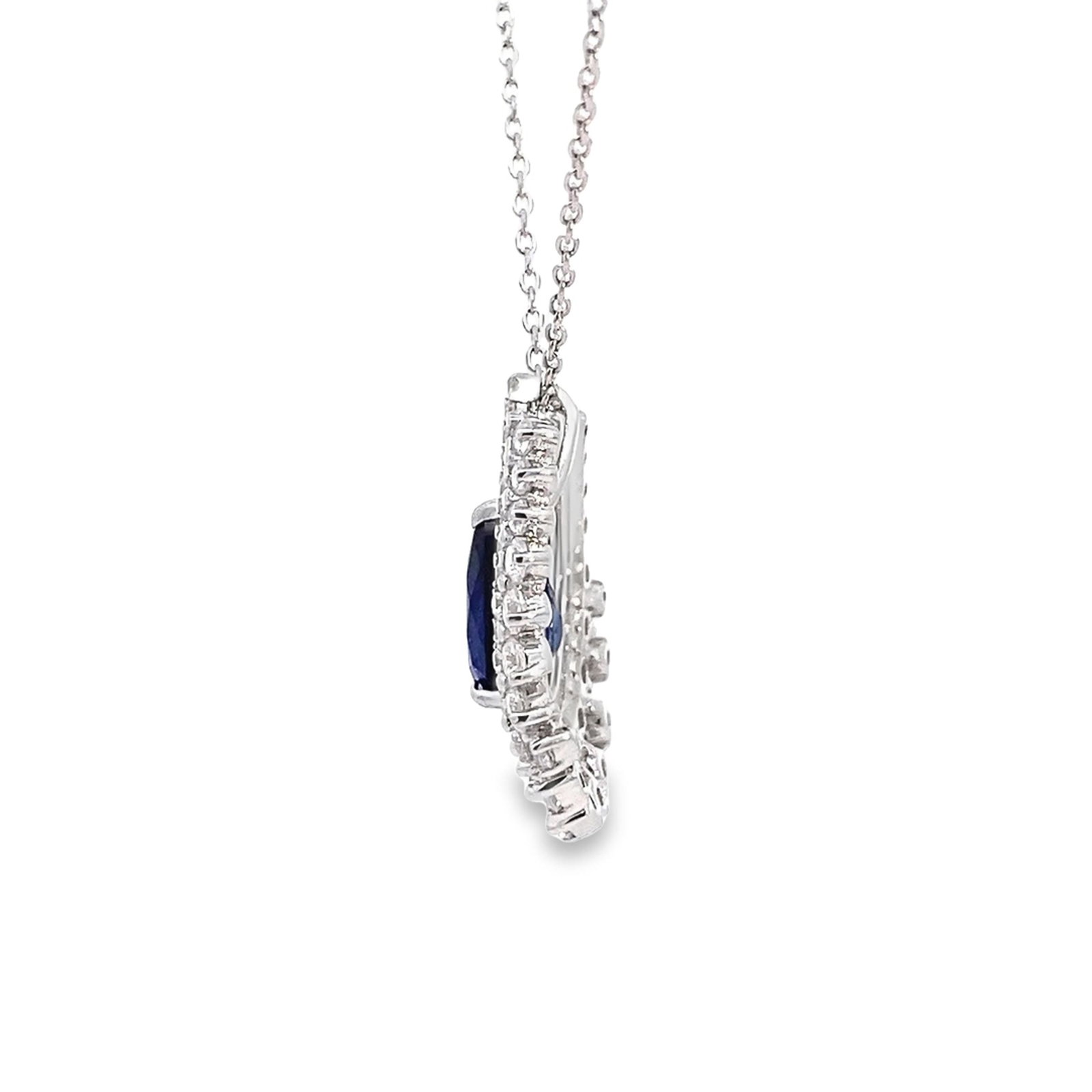 LAB-CREATED SAPPHIRE, DIAMOND AND STERLING SILVER NECKLACE - 4