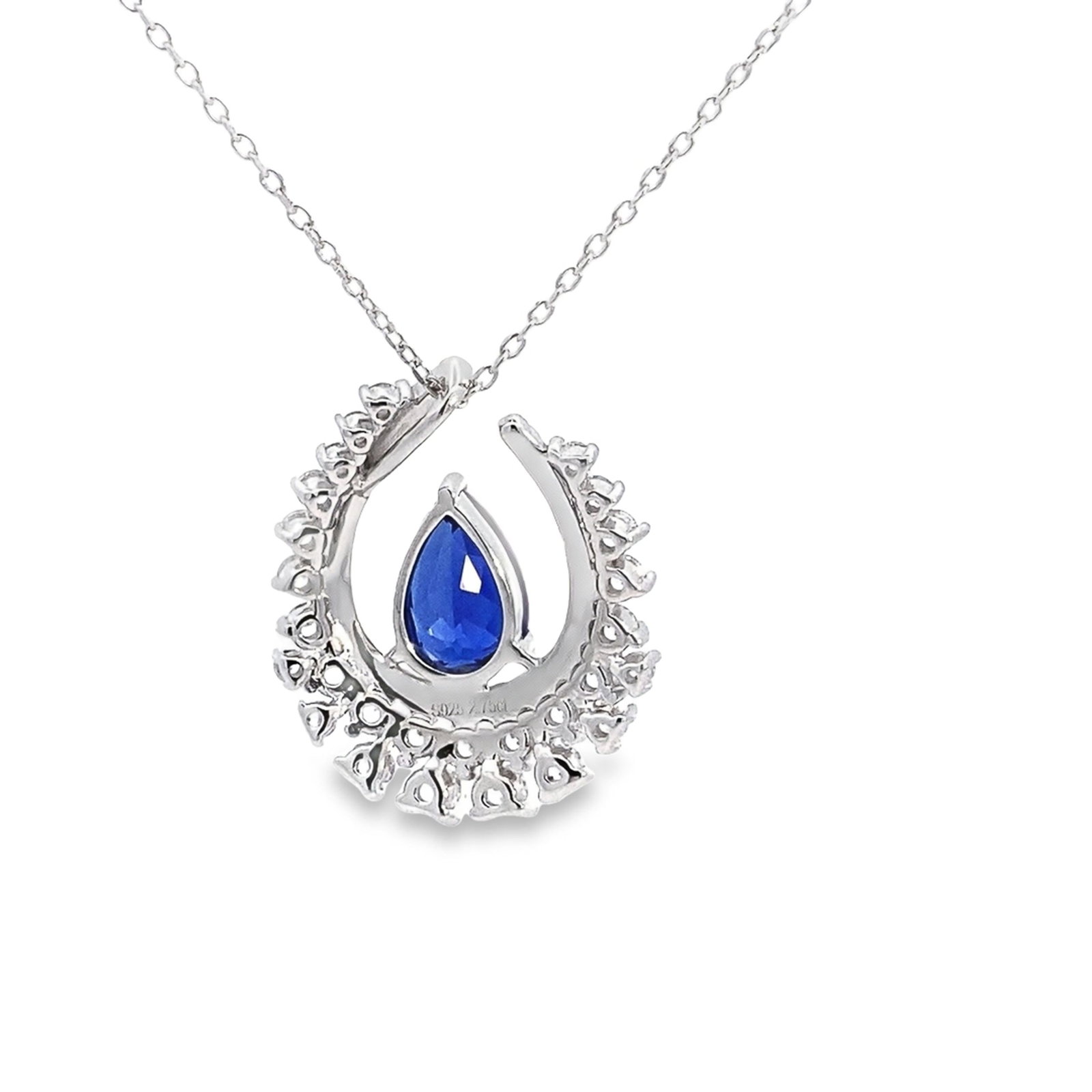 LAB-CREATED SAPPHIRE, DIAMOND AND STERLING SILVER NECKLACE - 5