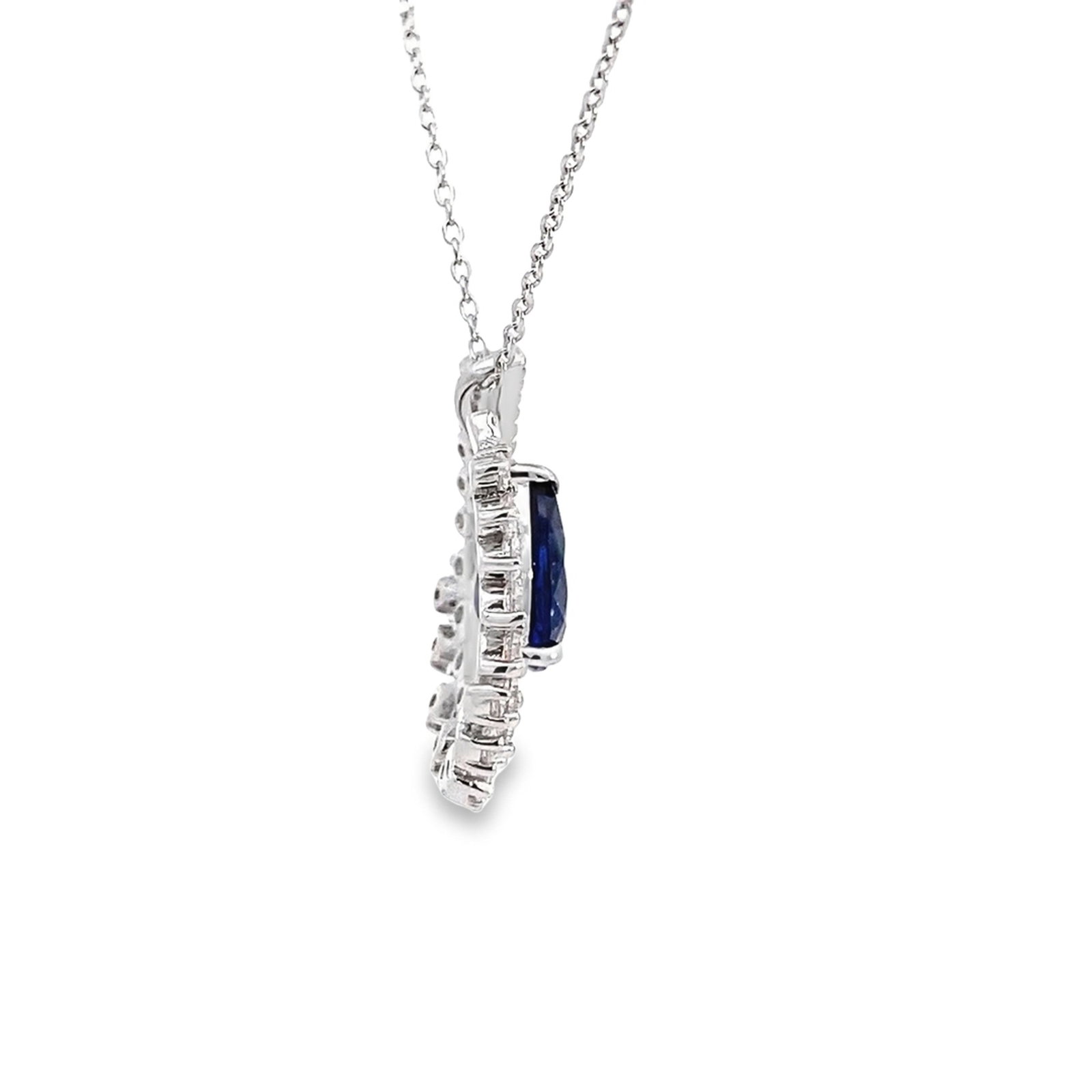 LAB-CREATED SAPPHIRE, DIAMOND AND STERLING SILVER NECKLACE - 6